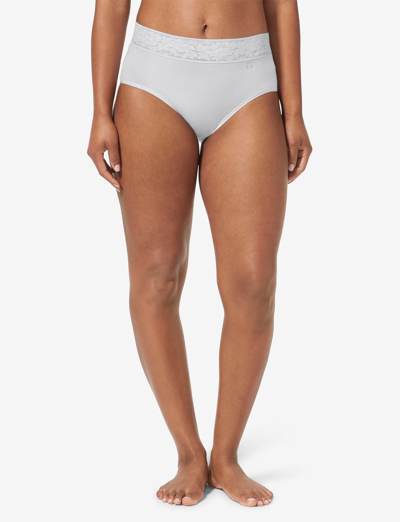 Women's Second Skin High Rise Brief, Lace Waist::Nimbus Cloud Lace Waist