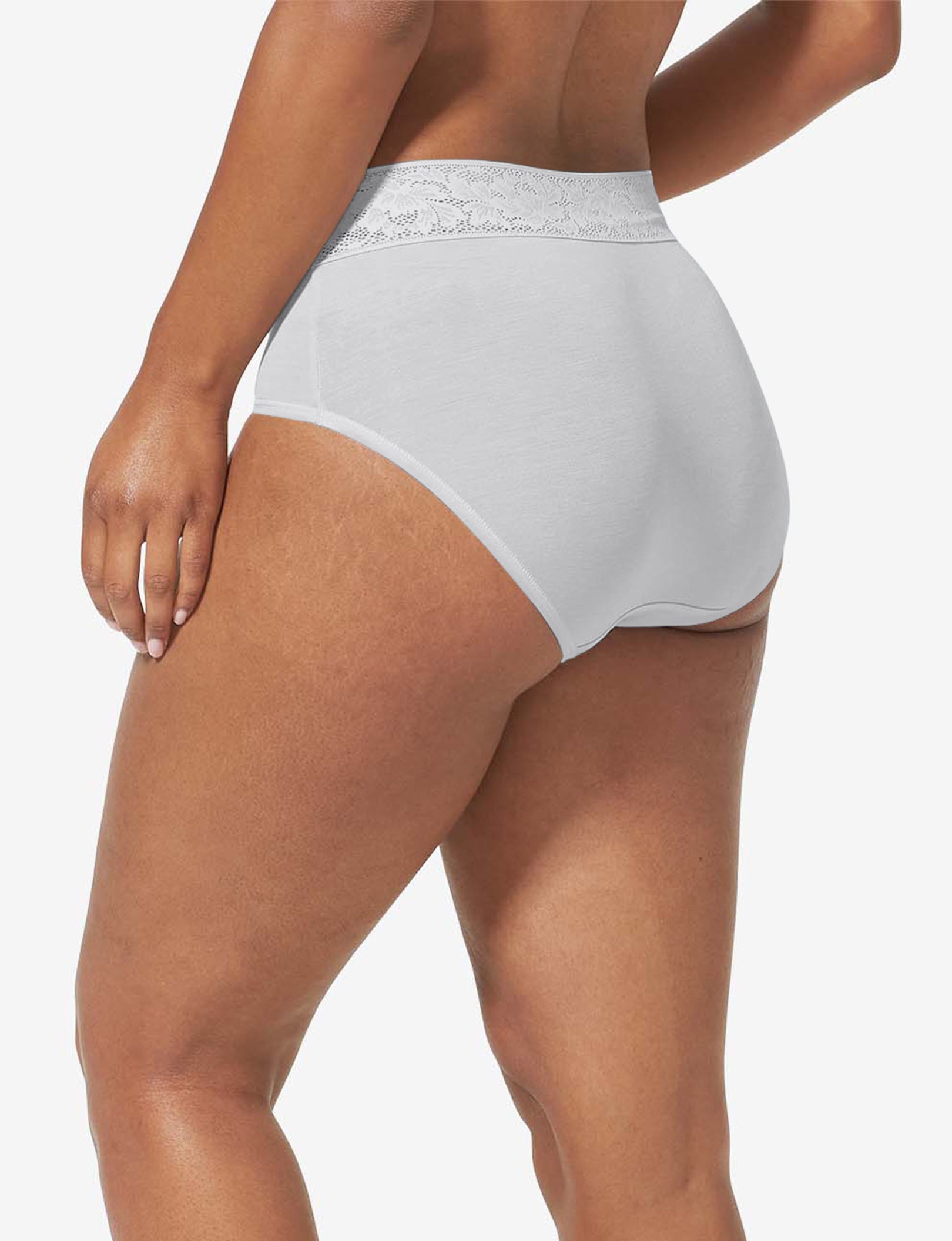 Women's Second Skin High Rise Brief, Lace Waist::Nimbus Cloud Lace Waist