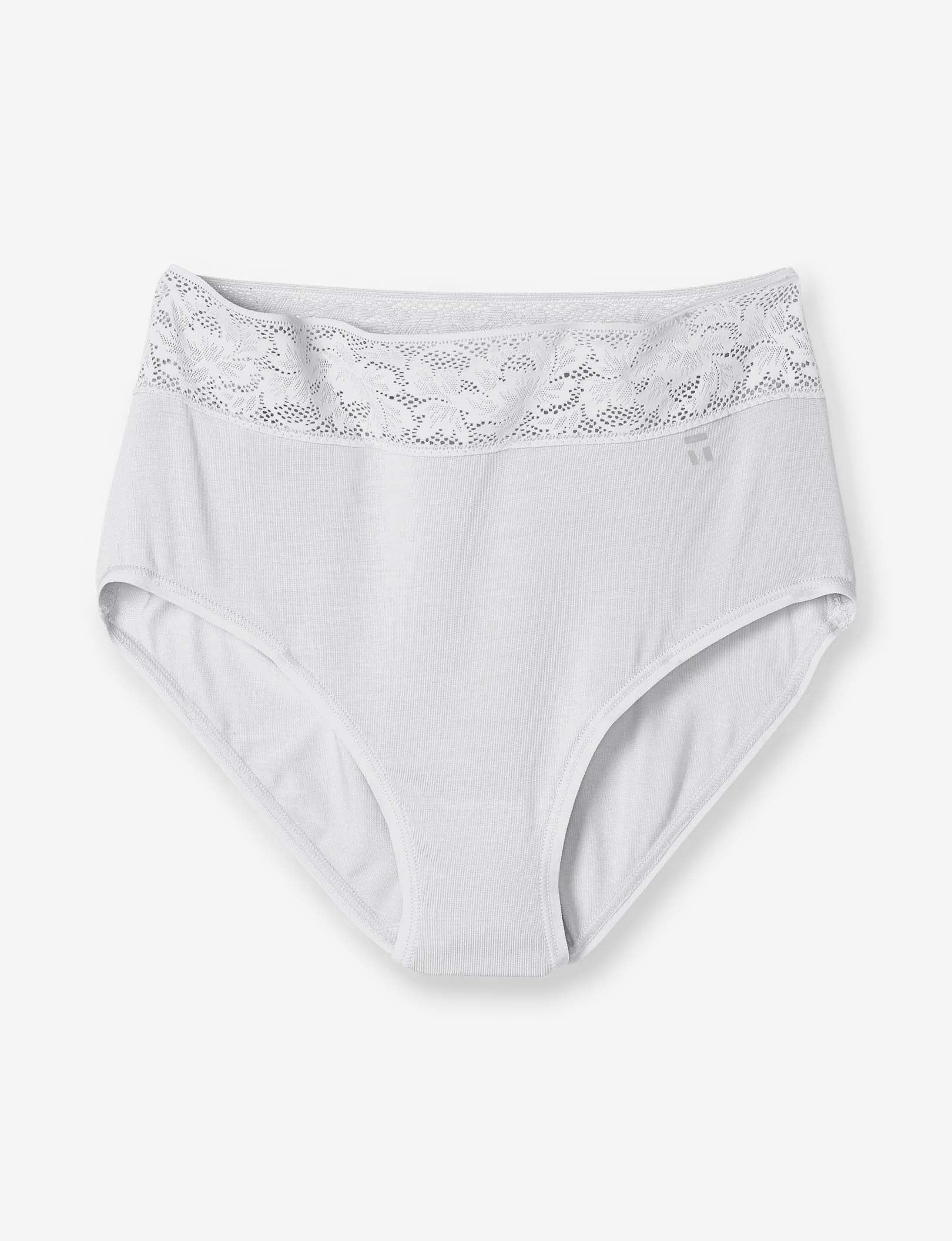 Women's Second Skin High Rise Brief, Lace Waist::Nimbus Cloud Lace Waist