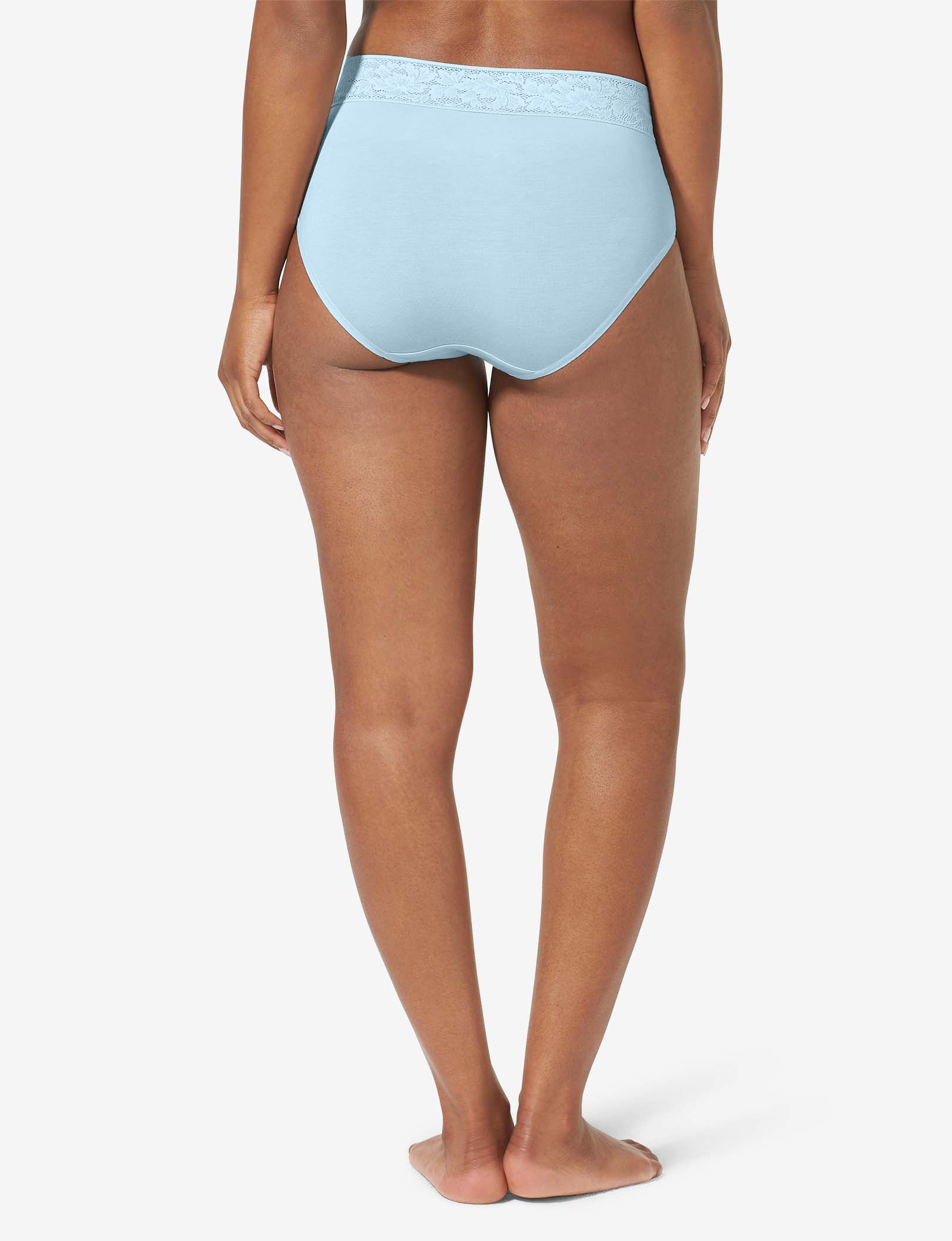 Women's Second Skin High Rise Brief, Lace Waist::Winter Sky Lace Waist