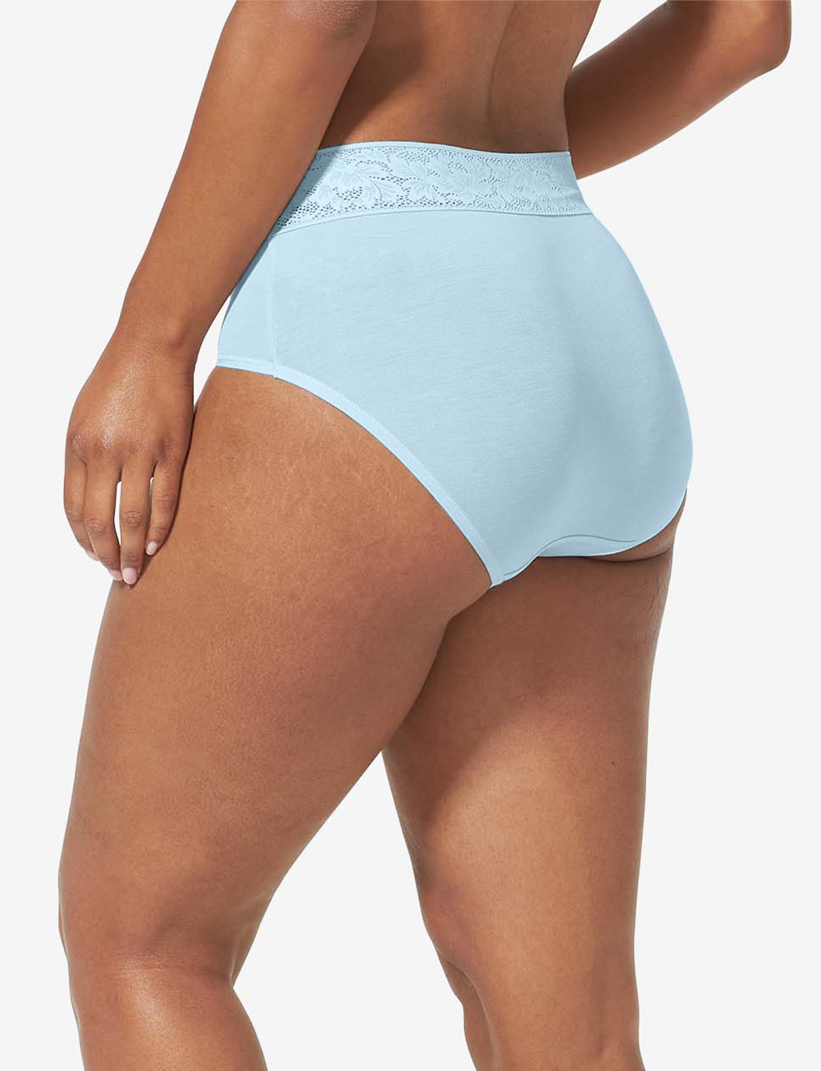 Women's Second Skin High Rise Brief, Lace Waist::Winter Sky Lace Waist