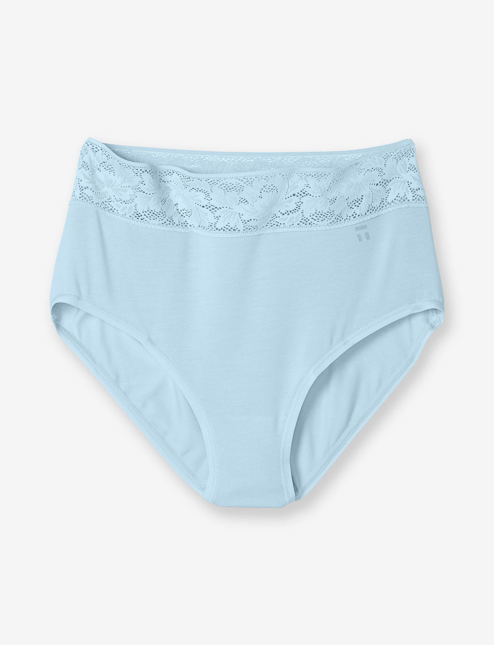 Women's Second Skin High Rise Brief, Lace Waist::Winter Sky Lace Waist