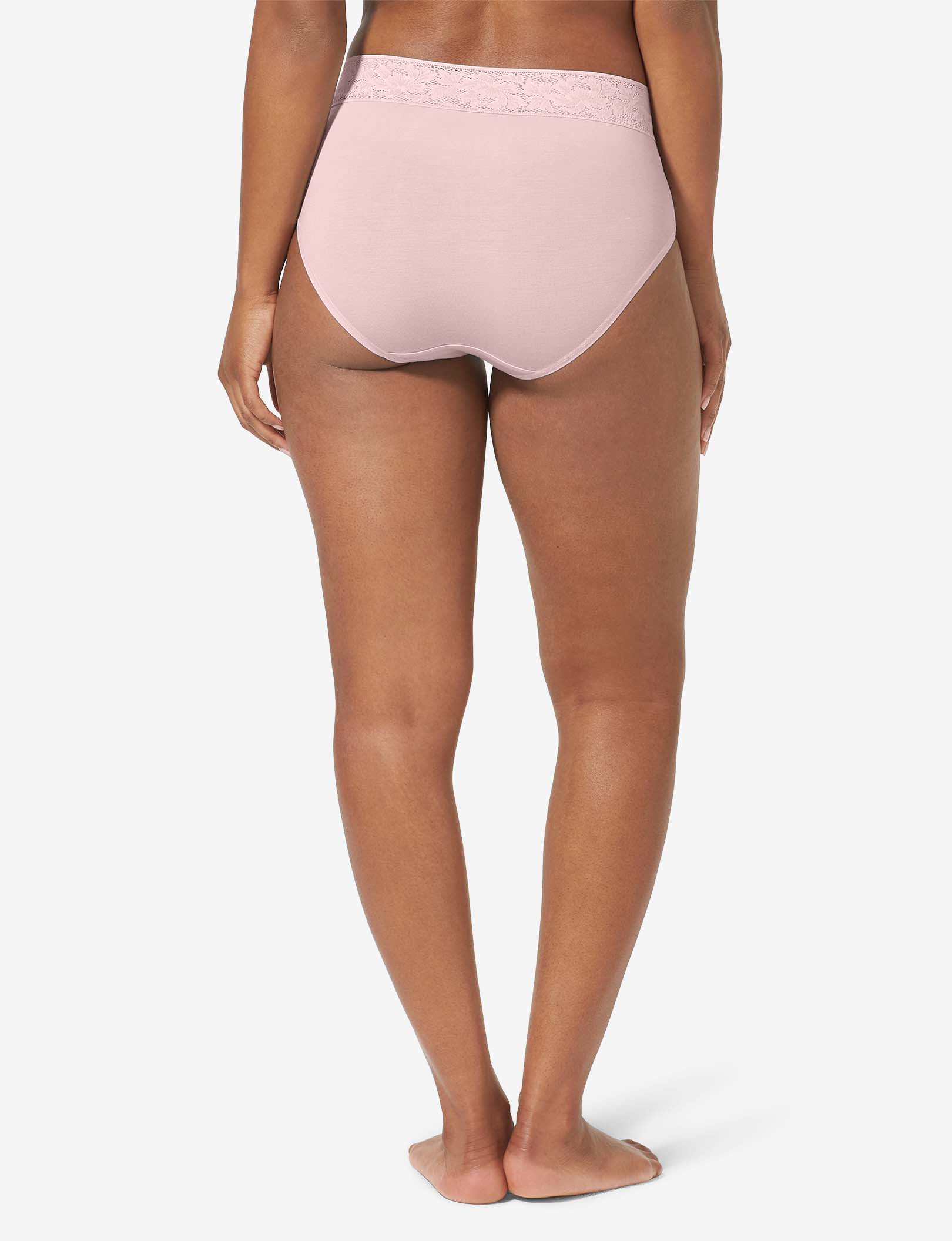 Women's Second Skin High Rise Brief, Lace Waist::Peachskin Lace Waist