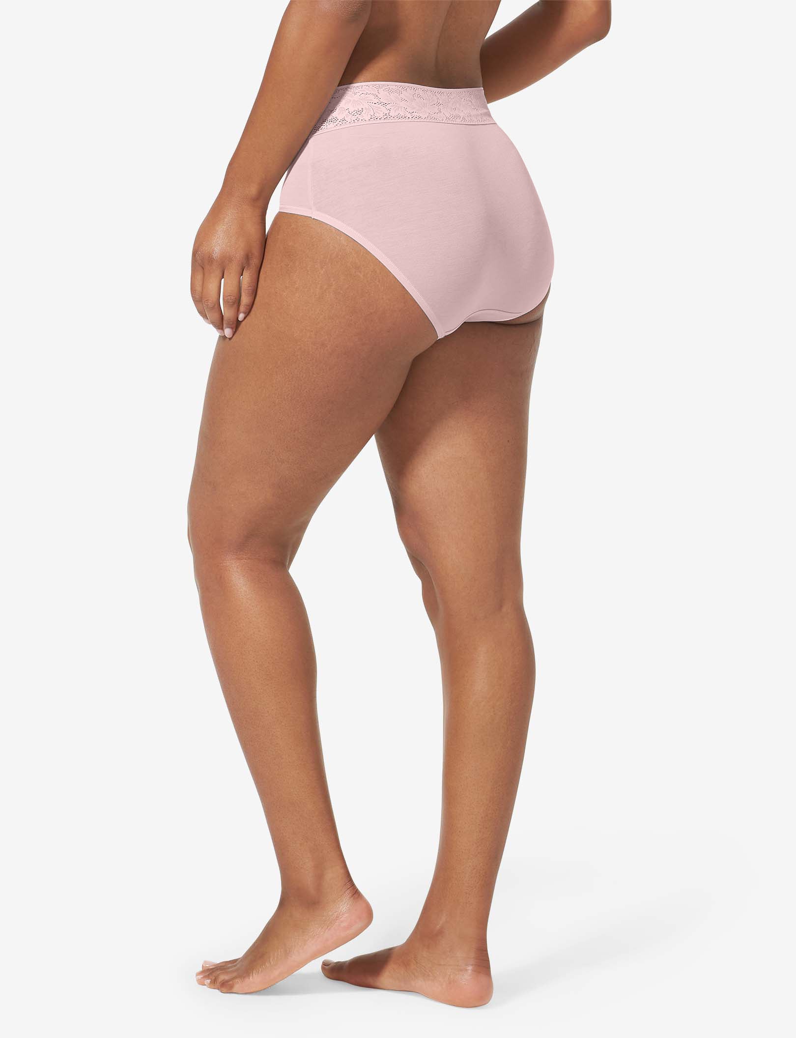 Women's Second Skin High Rise Brief, Lace Waist::Peachskin Lace Waist