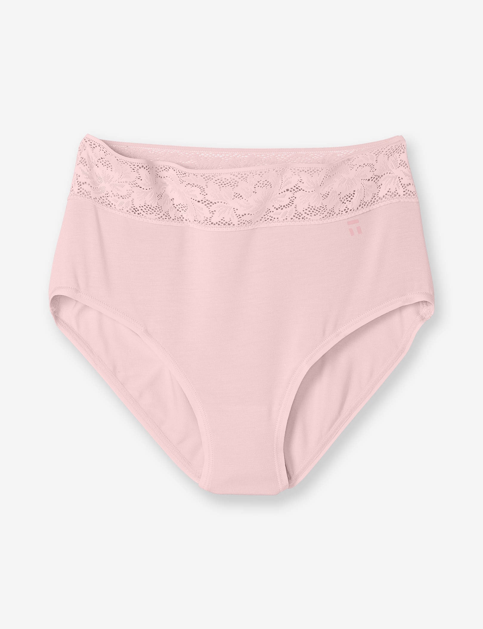 Women's Second Skin High Rise Brief, Lace Waist::Peachskin Lace Waist