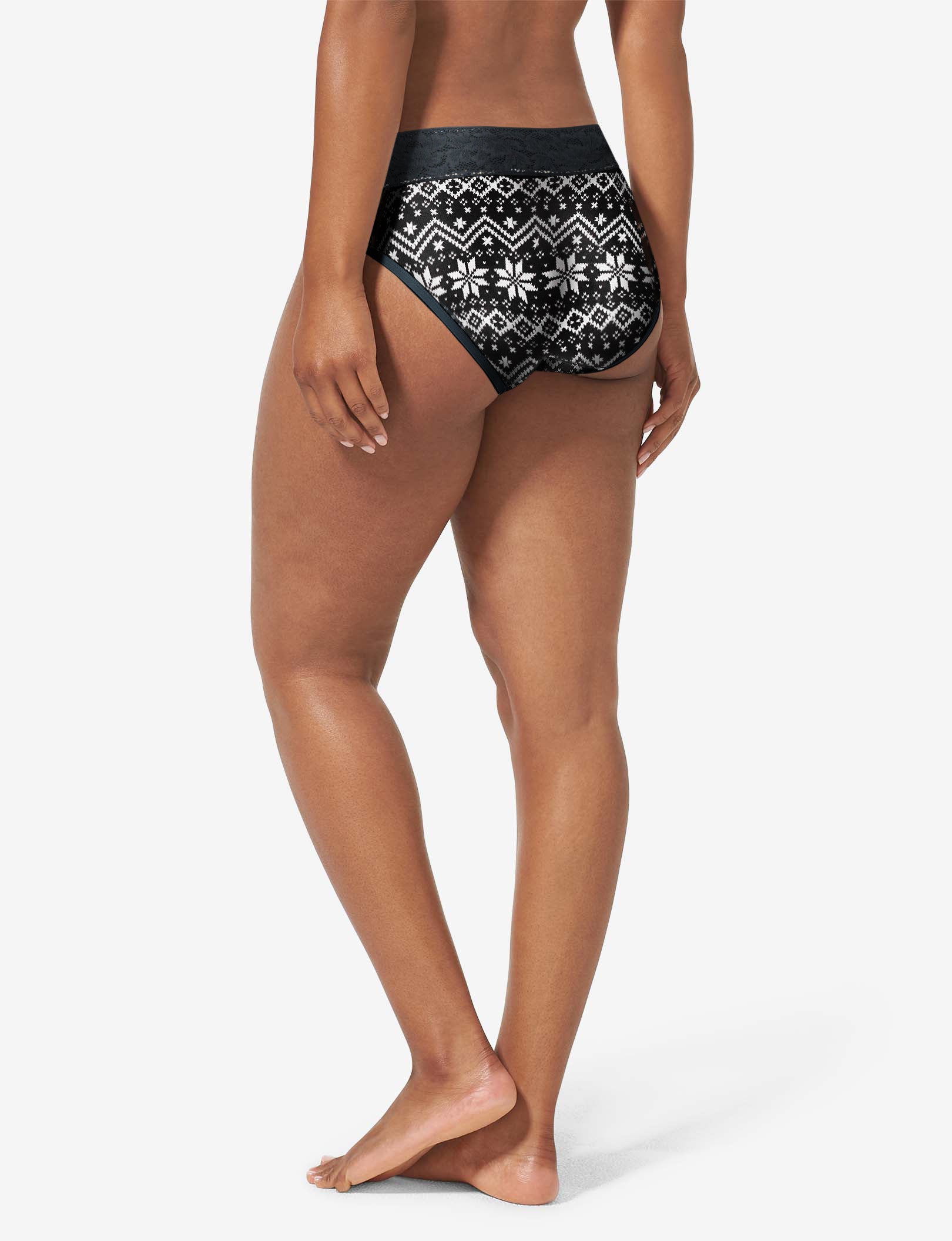 Women's Second Skin Brief, Lace Waist::Black Vintage Sweater Lace Waist