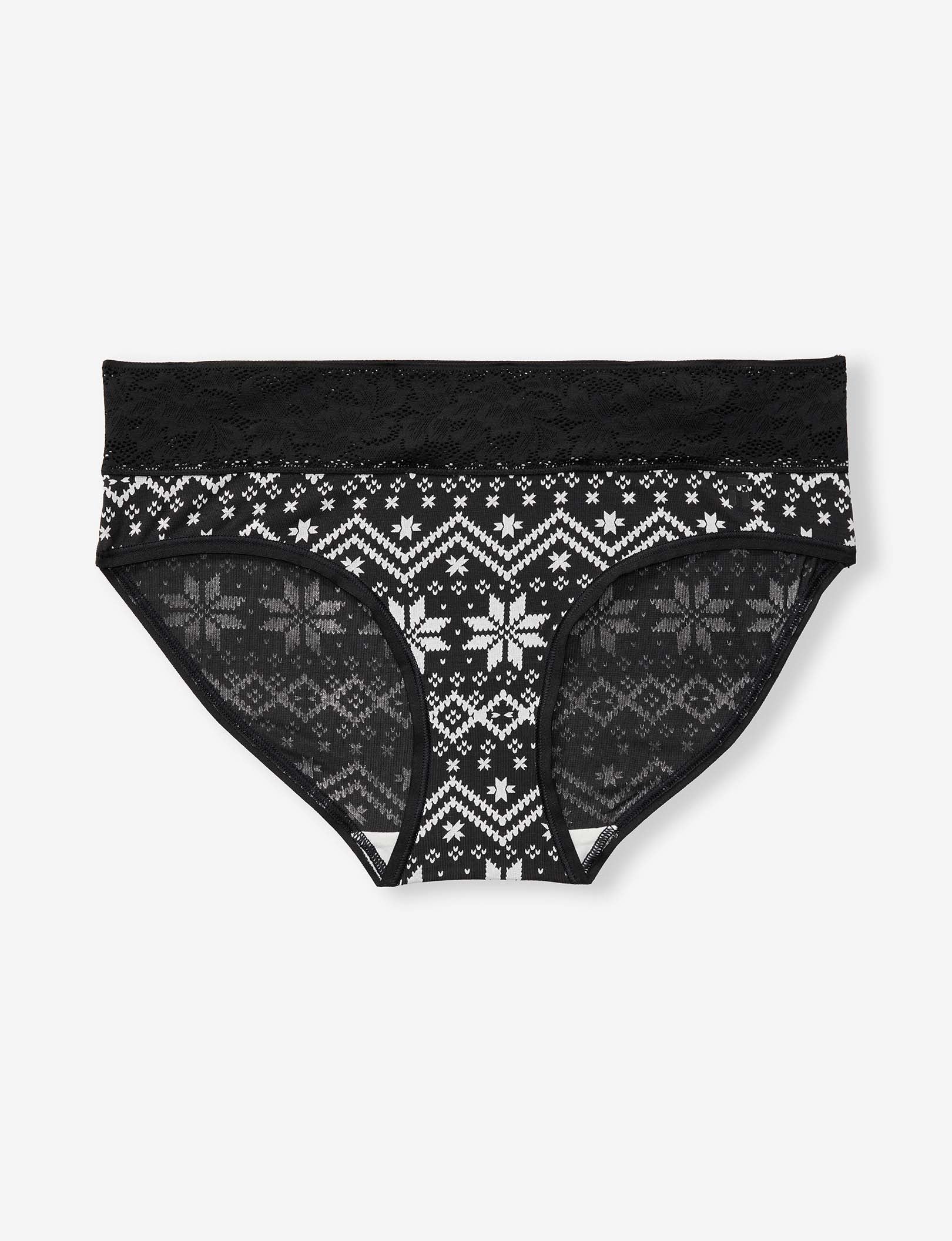 Women's Second Skin Brief, Lace Waist::Black Vintage Sweater Lace Waist