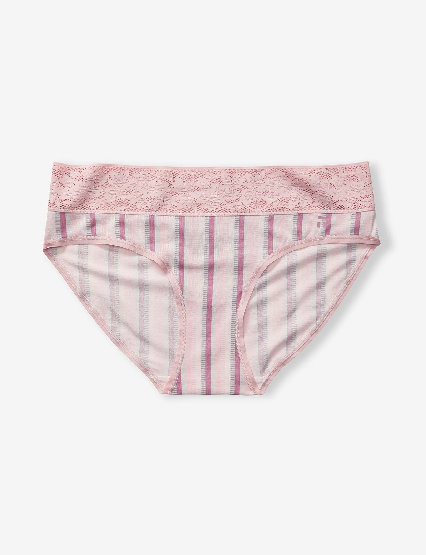 Women's Second Skin Brief, Lace Waist::Foxglove Fringe Stripe Lace Waist