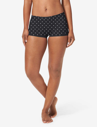 Women's Cool Cotton Boyshort::Black Polka Dot