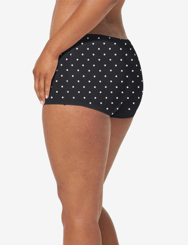 Women's Cool Cotton Boyshort::Black Polka Dot