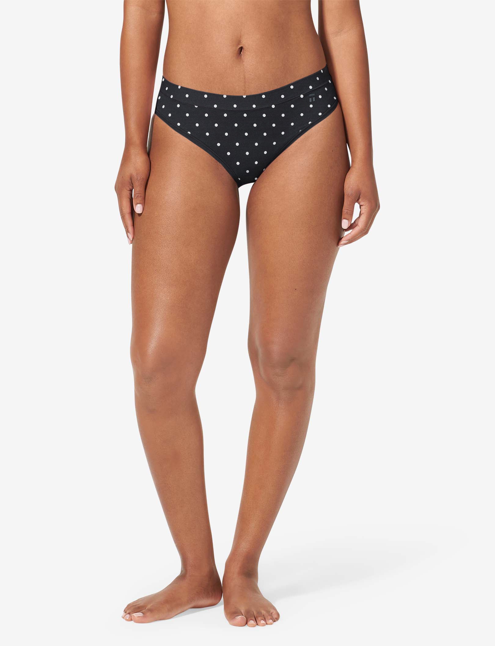 Women's Cool Cotton Cheeky::Black Polka Dot