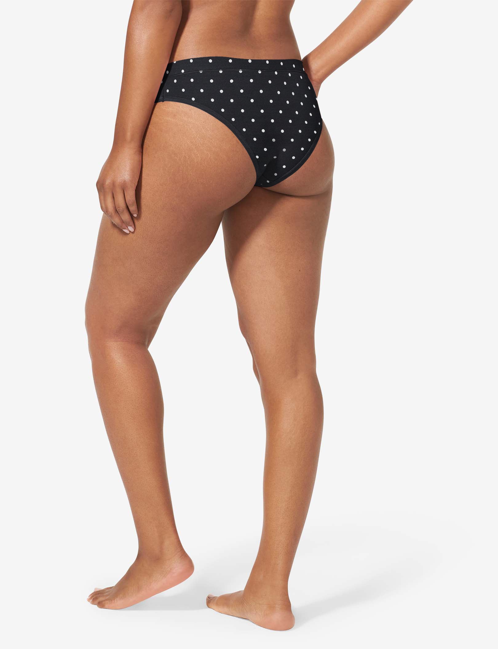 Women's Cool Cotton Cheeky::Black Polka Dot