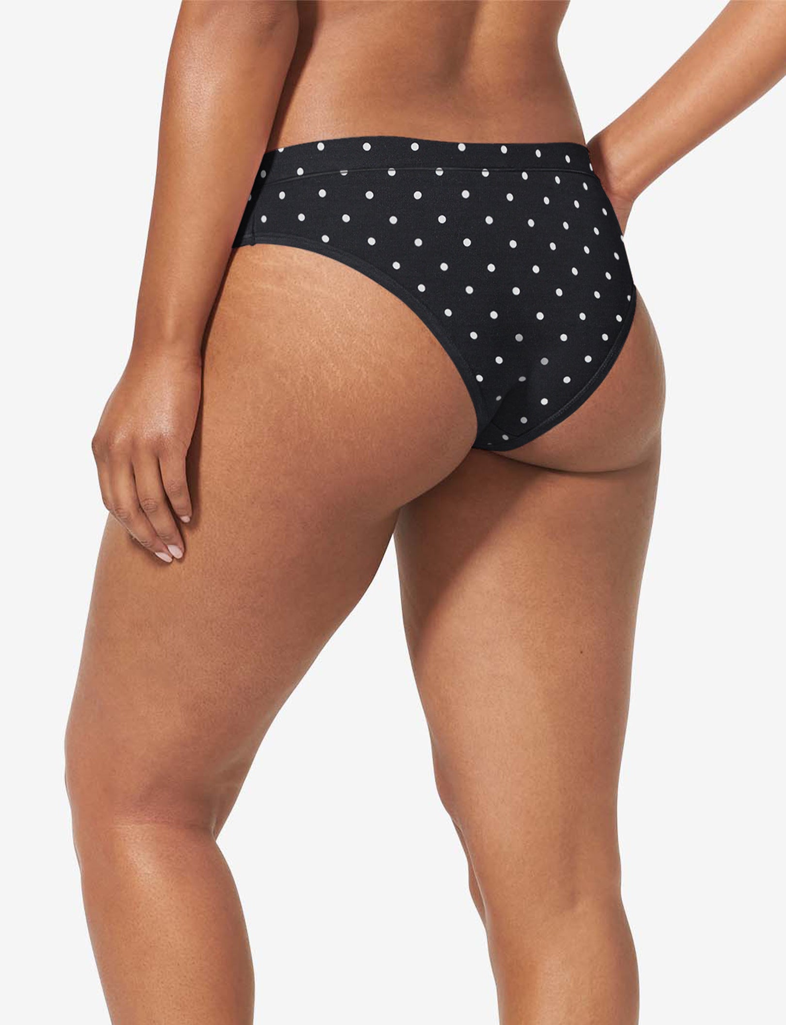 Women's Cool Cotton Cheeky::Black Polka Dot