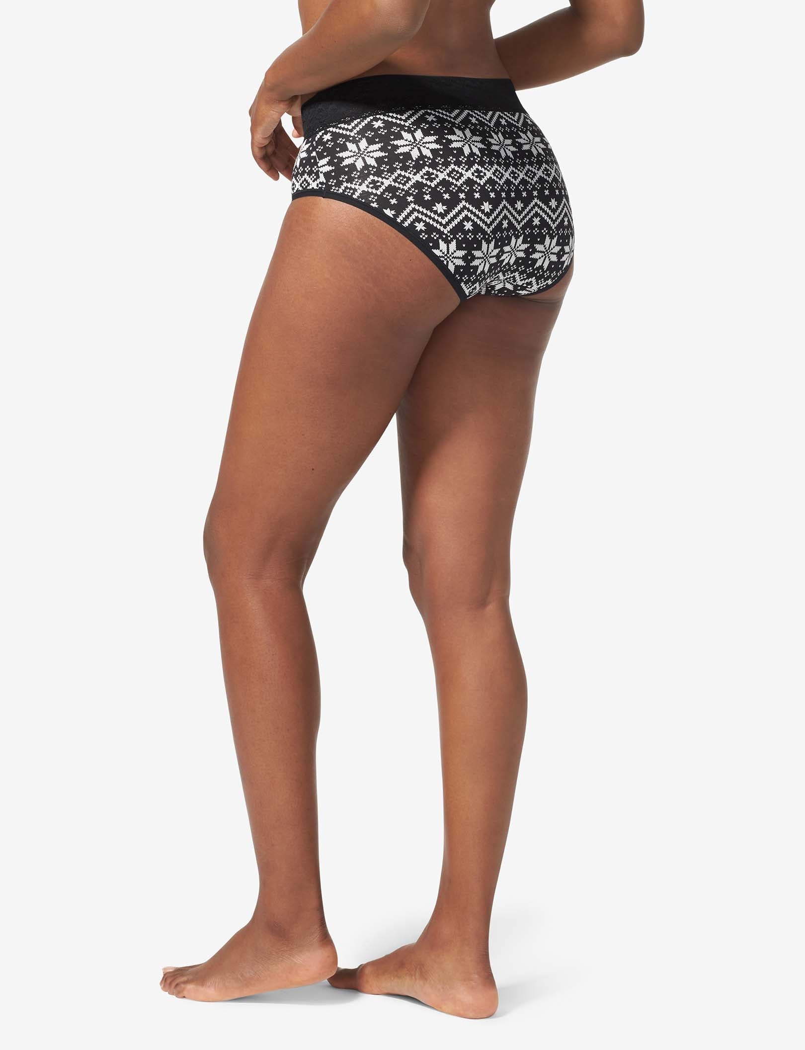 Women's Second Skin High Rise Brief, Lace Waist::Black Vintage Sweater Lace Waist