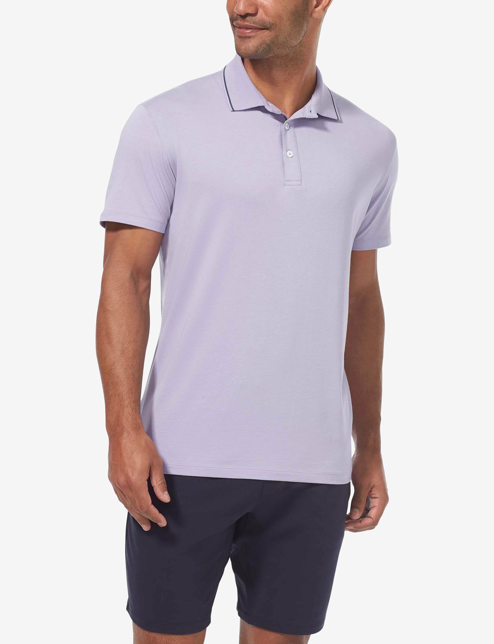 Second Skin Knit Collar Polo::Heirloom Lilac