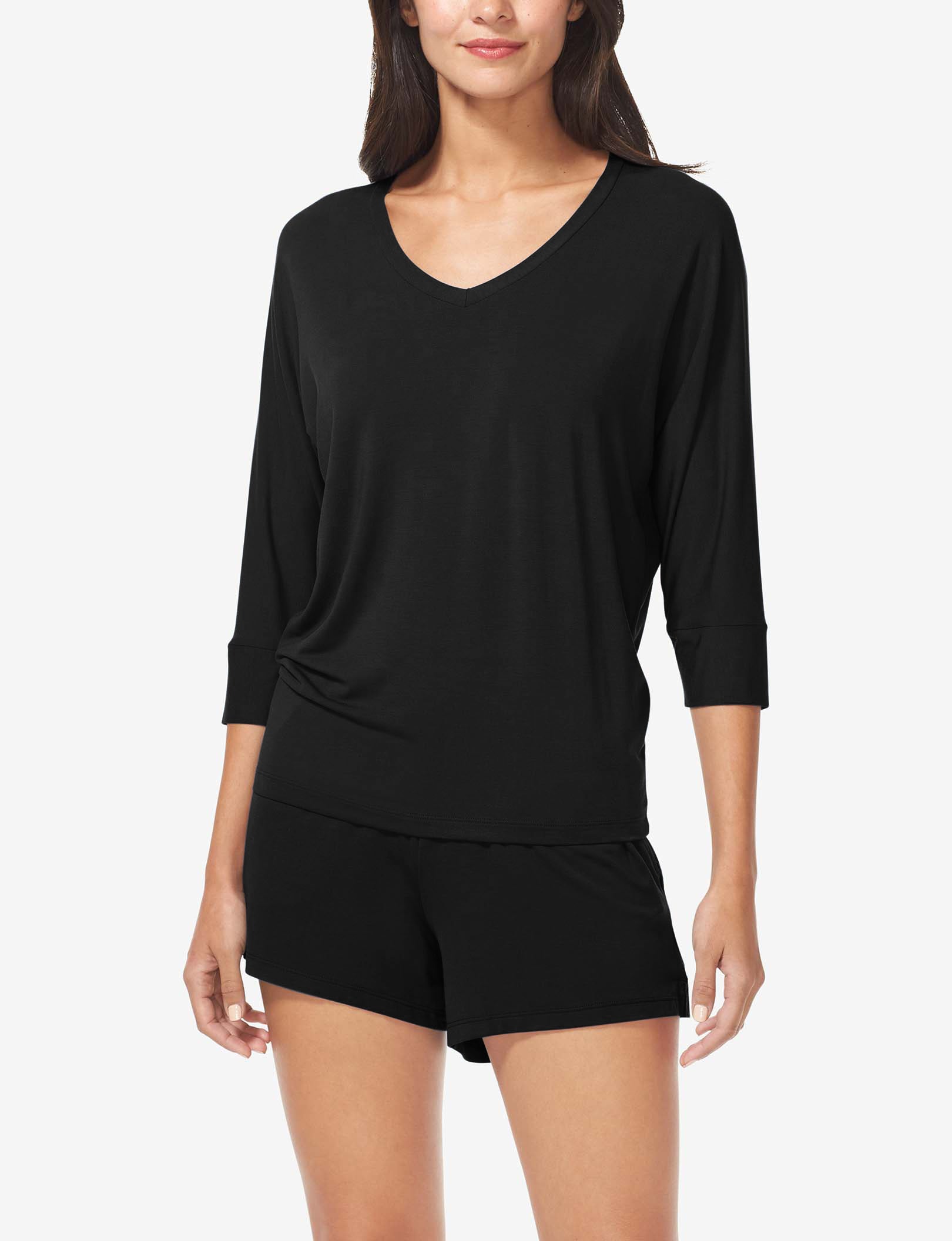 Women's Second Skin 3/4 Sleep Tee::Black