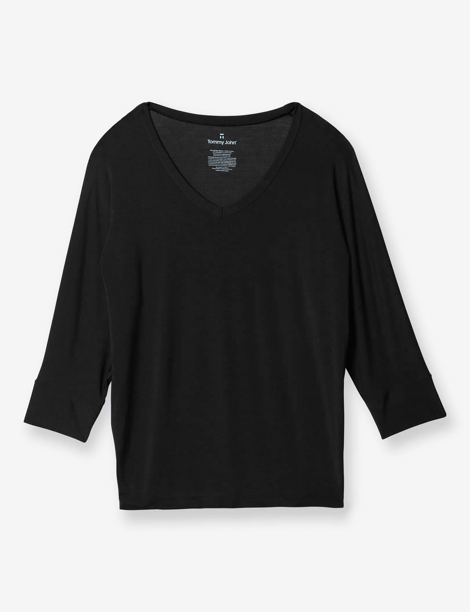 Women's Second Skin 3/4 Sleep Tee::Black