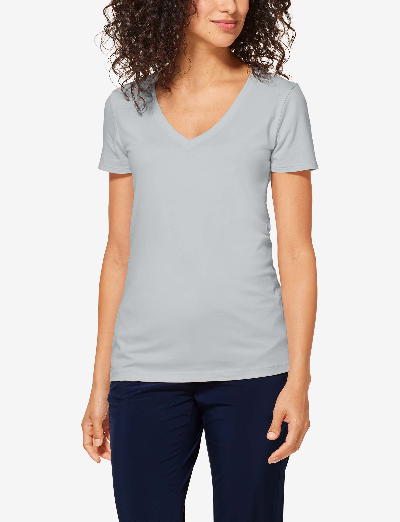 Women's Second Skin V-Neck Tee::Pearl Blue
