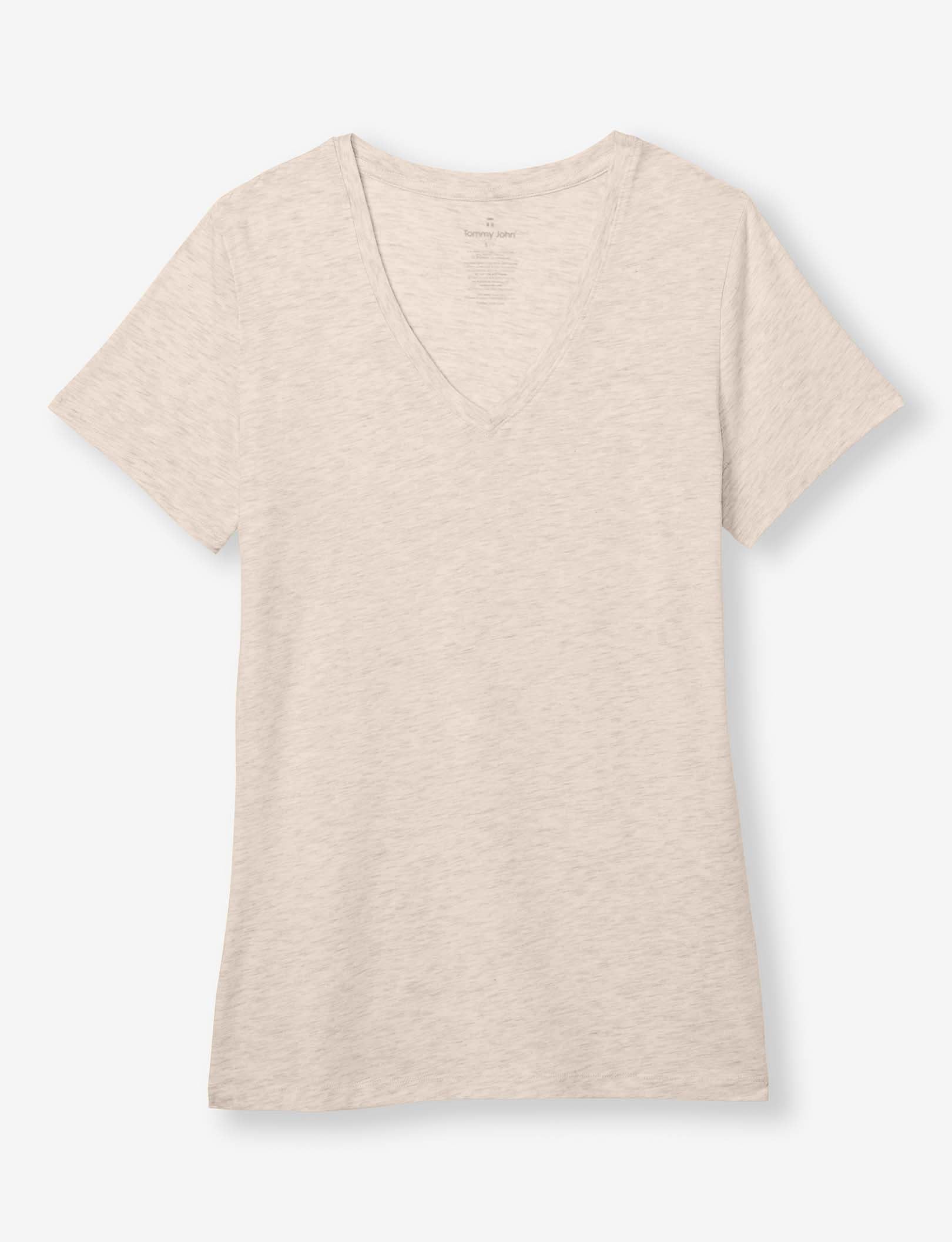 Women's Second Skin V-Neck Tee::Oatmeal Heather