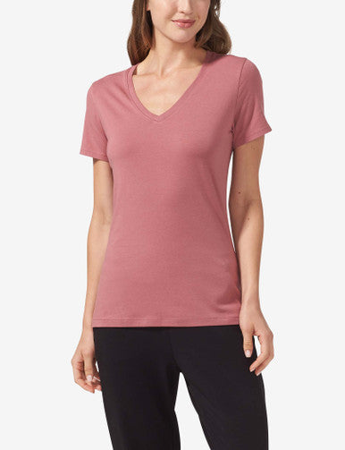 Women's Second Skin V-Neck Tee::Deco Rose