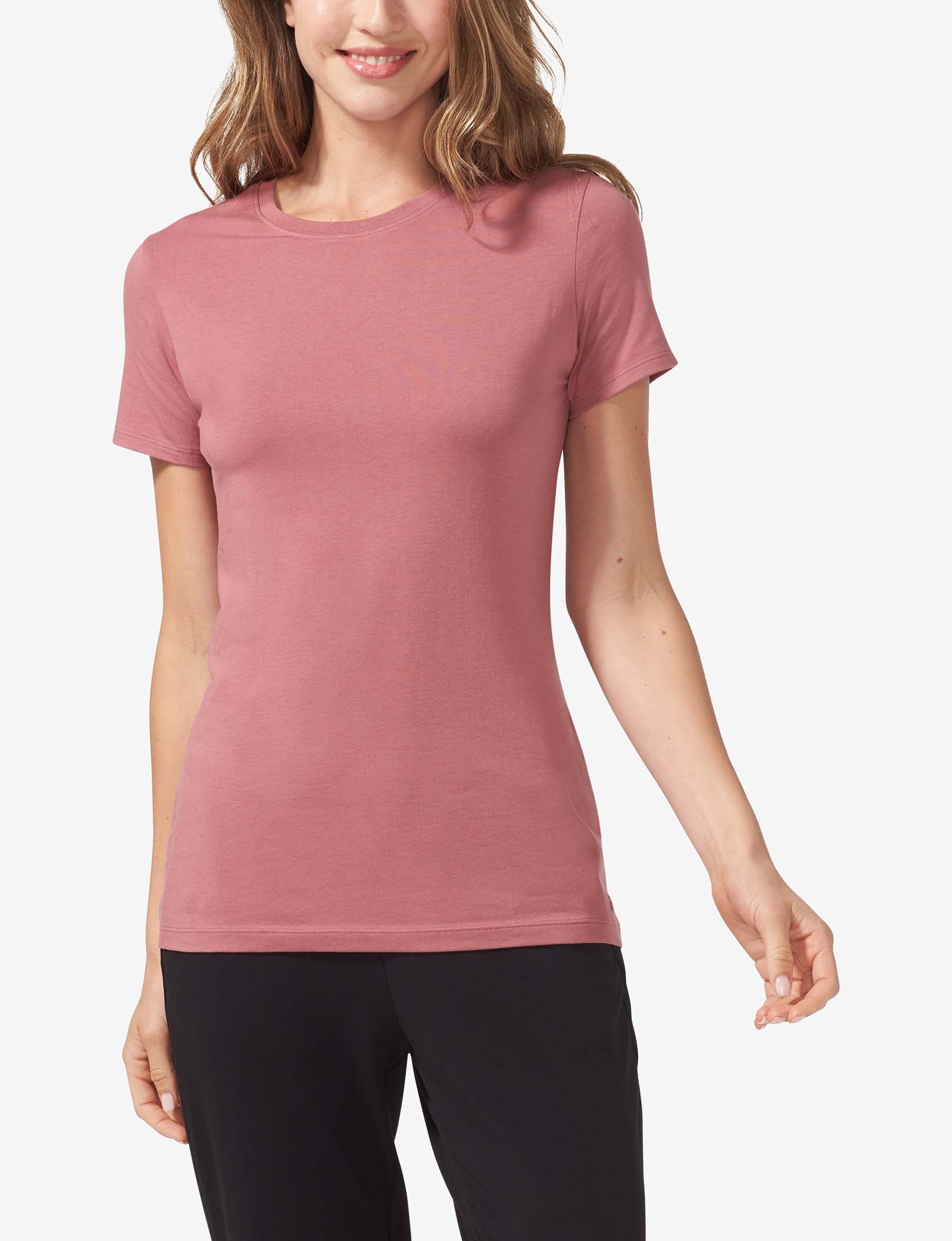 Women's Second Skin Crew Neck Tee::Deco Rose
