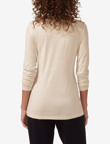 Women's Second Skin Long Sleeve Crew Neck Tee::Oatmeal Heather