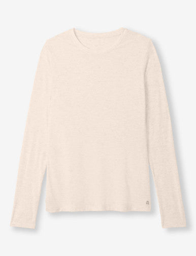 Women's Second Skin Long Sleeve Crew Neck Tee::Oatmeal Heather