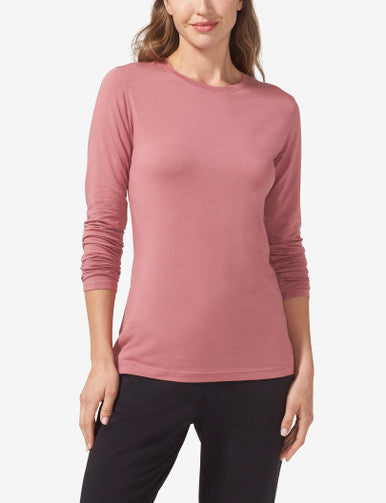 Women's Second Skin Long Sleeve Crew Neck Tee::Deco Rose