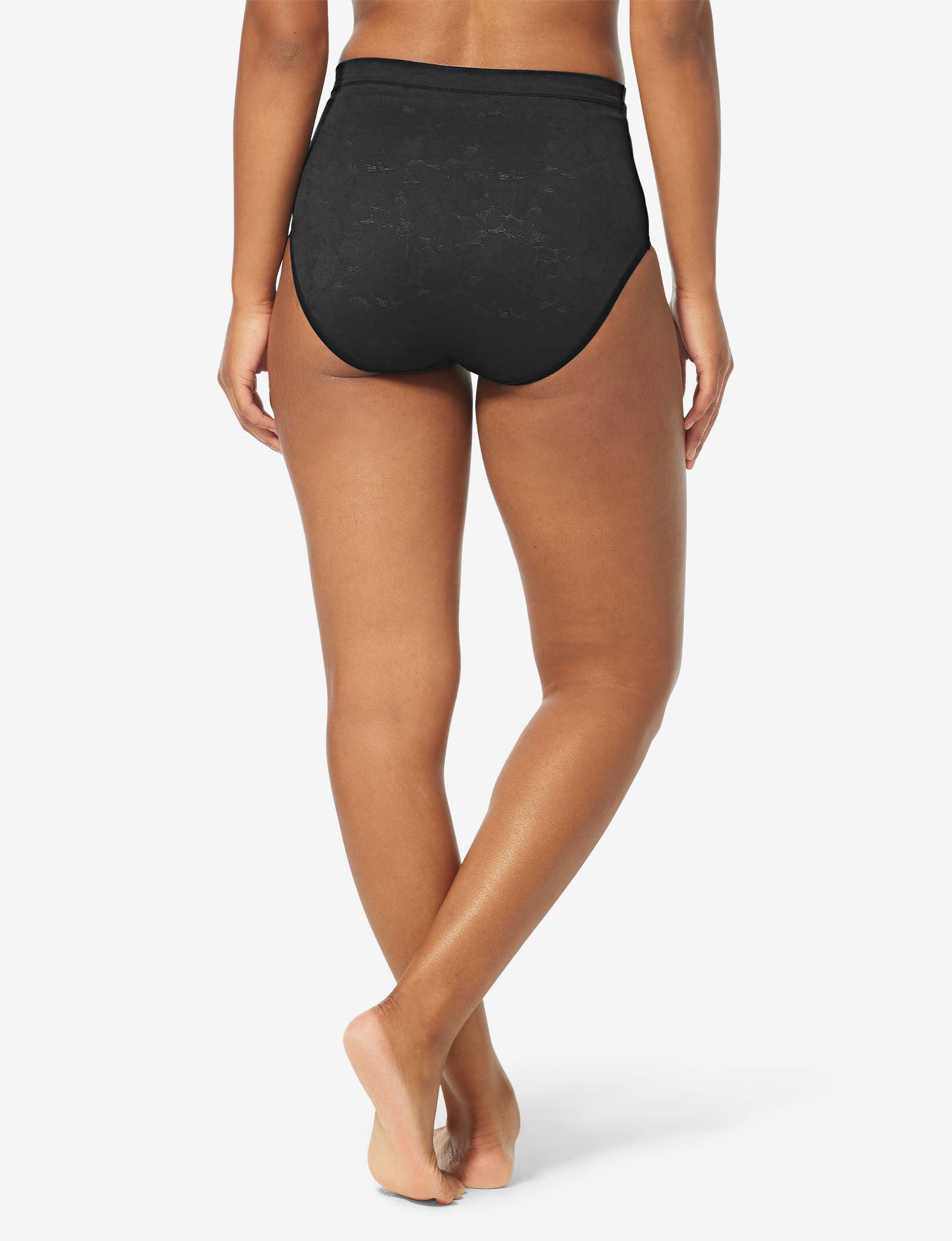 Women’s Second Skin Comfort Lace High Rise Brief::Black Lace