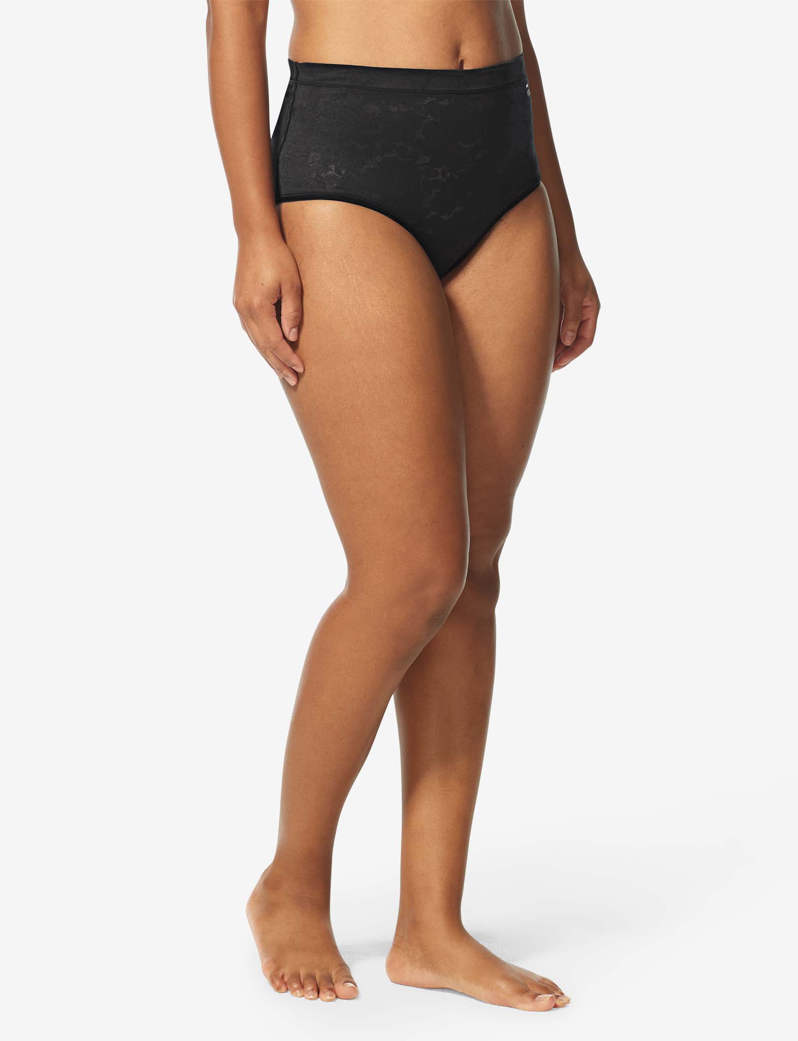 Women’s Second Skin Comfort Lace High Rise Brief::Black Lace