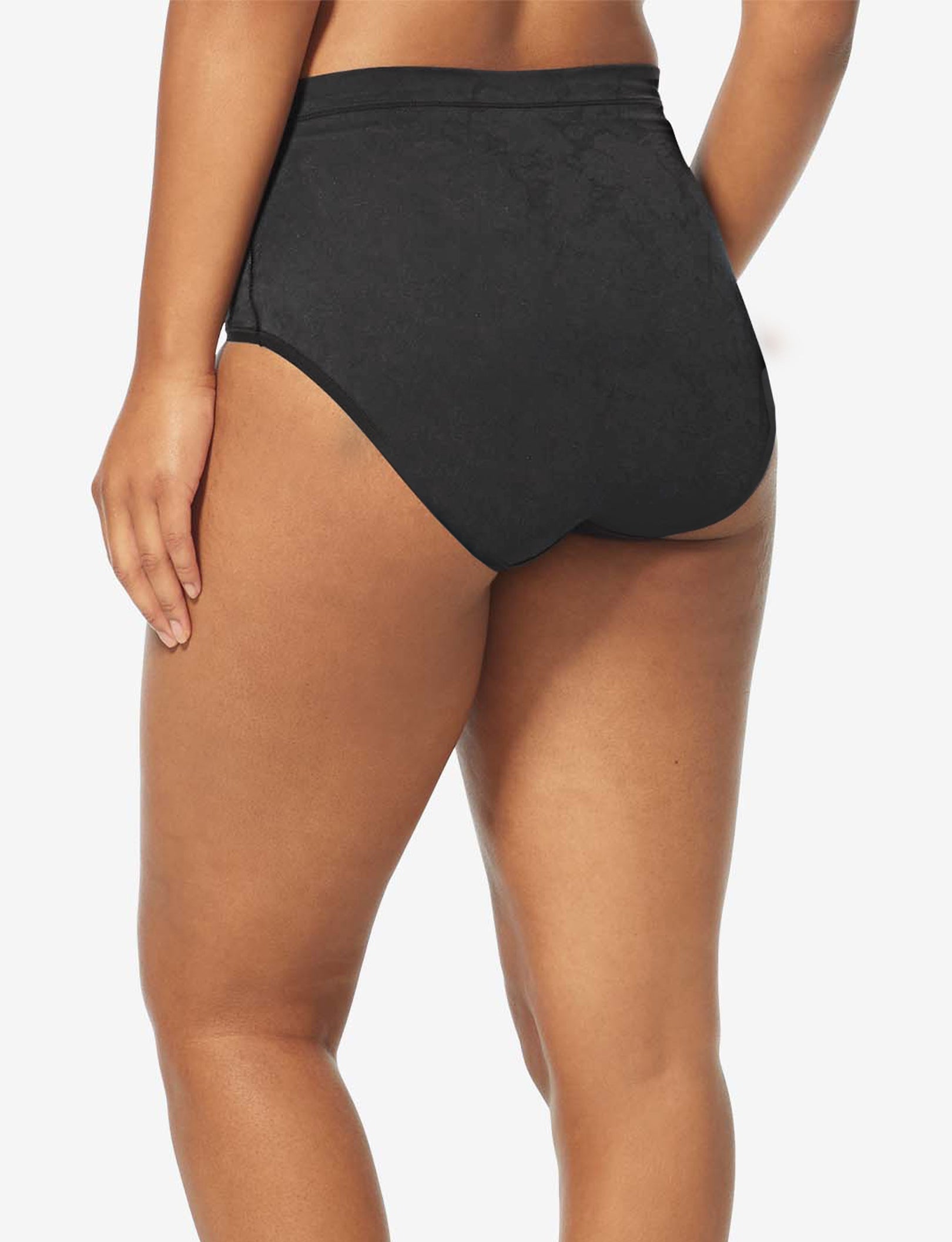 Women’s Second Skin Comfort Lace High Rise Brief::Black Lace