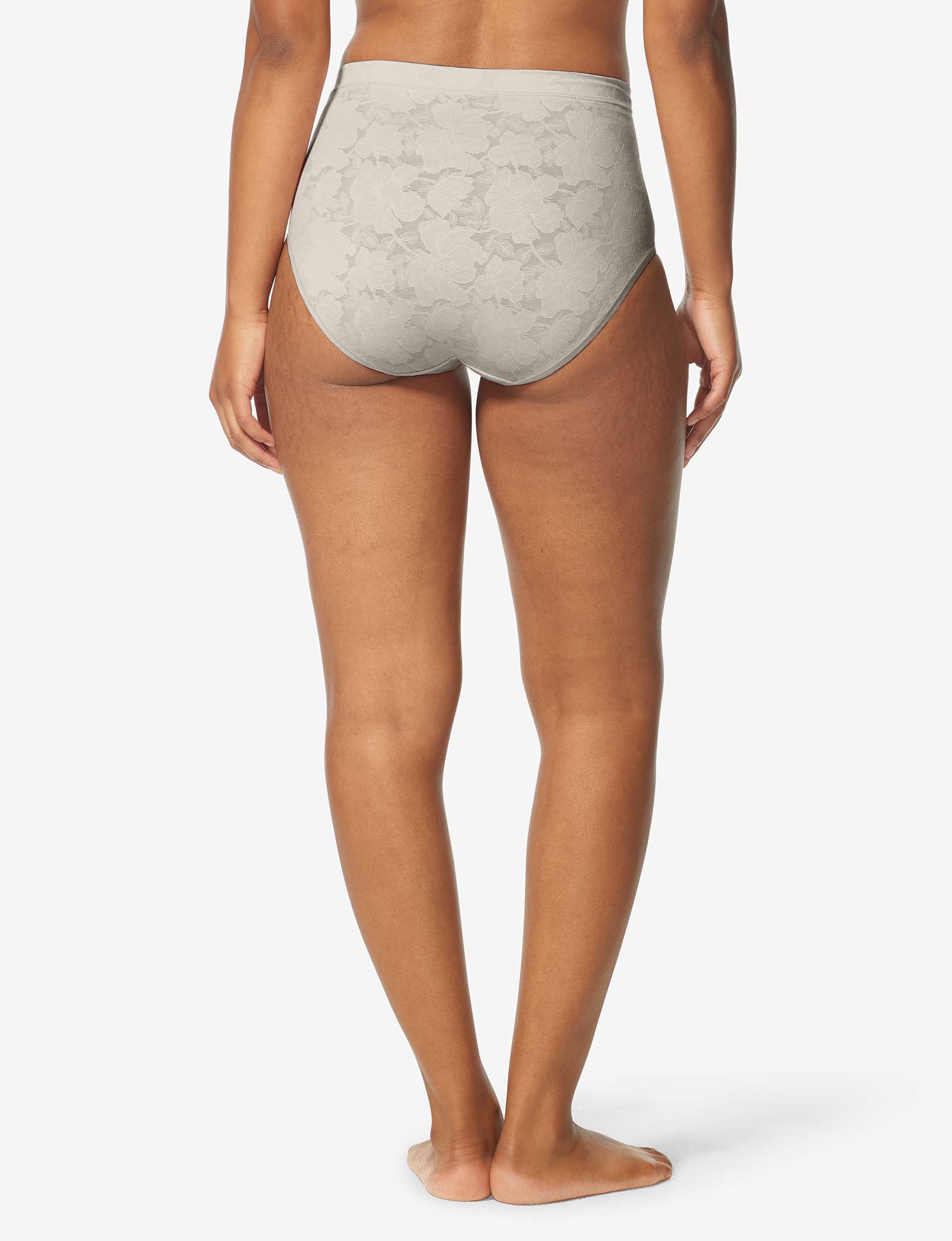 Women’s Second Skin Comfort Lace High Rise Brief::Silver Gray Lace