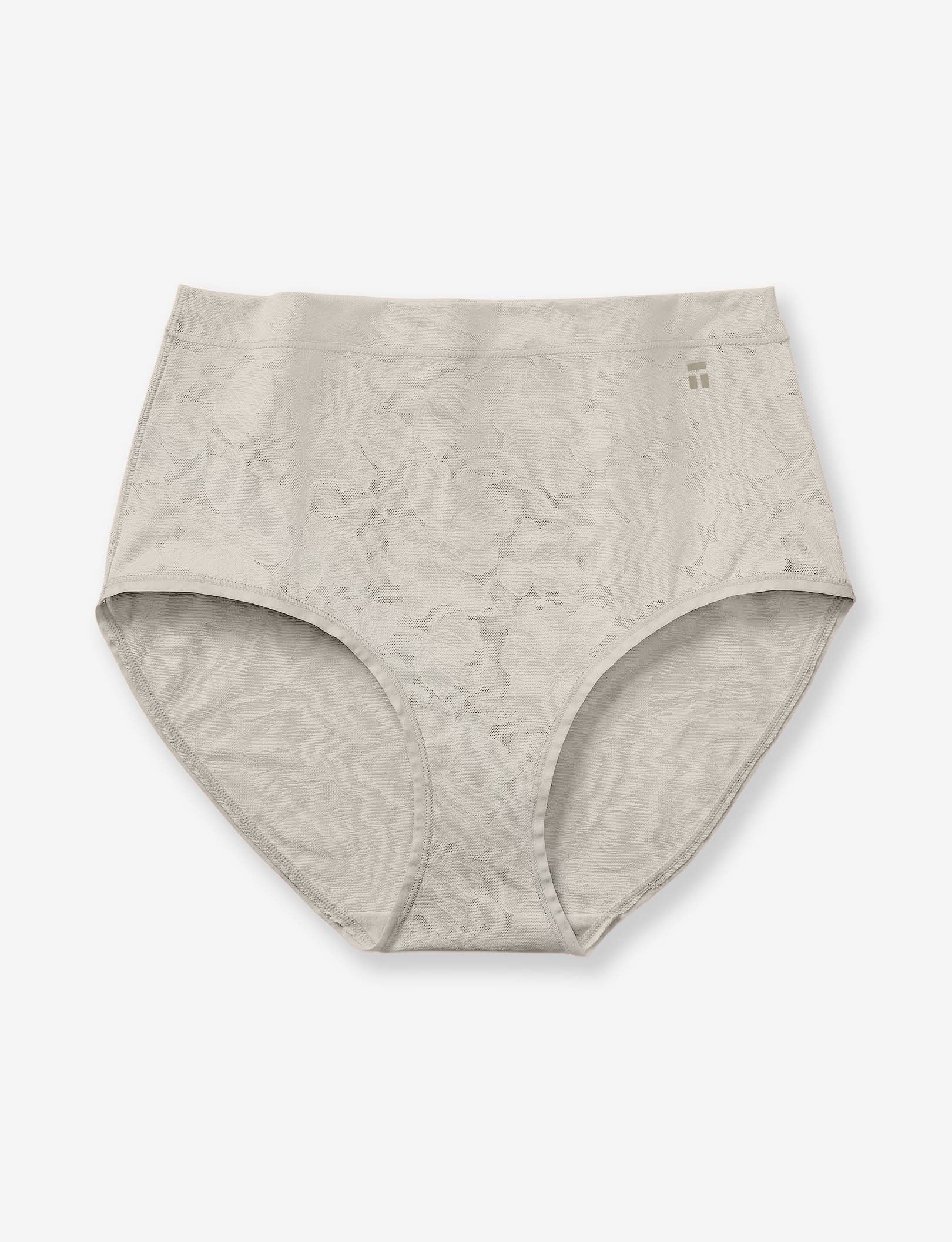 Women’s Second Skin Comfort Lace High Rise Brief::Silver Gray Lace