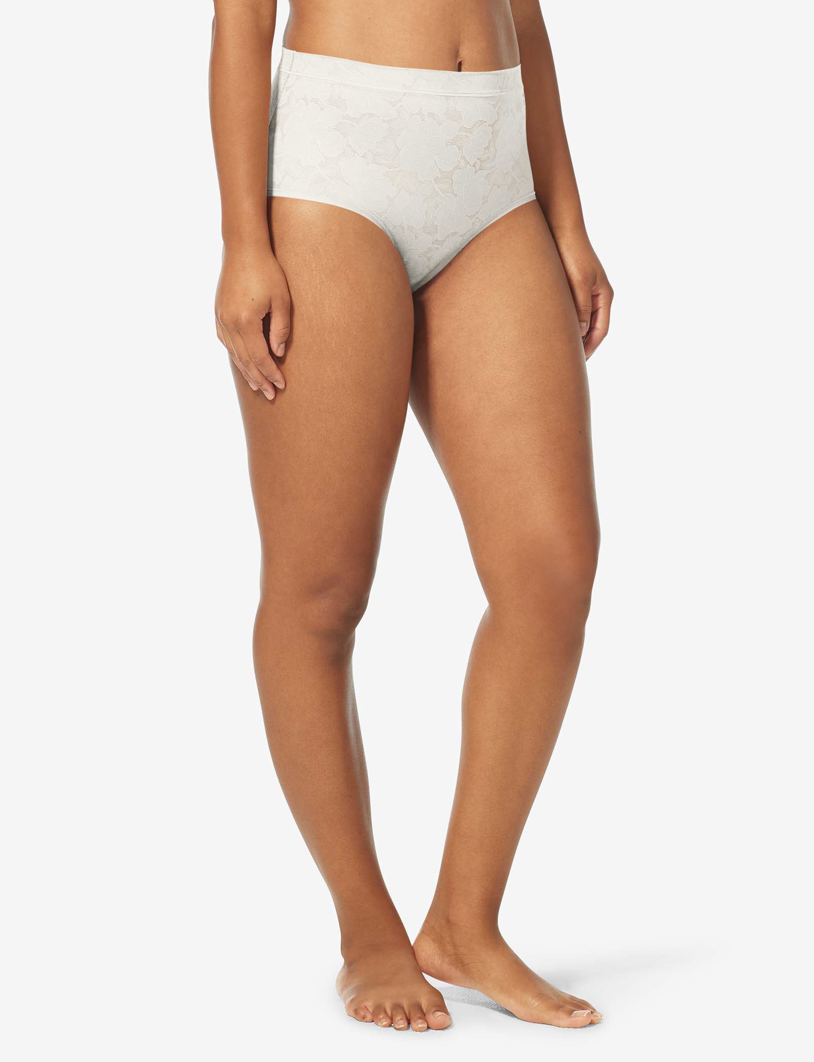 Women’s Second Skin Comfort Lace High Rise Brief::Coconut Milk Lace