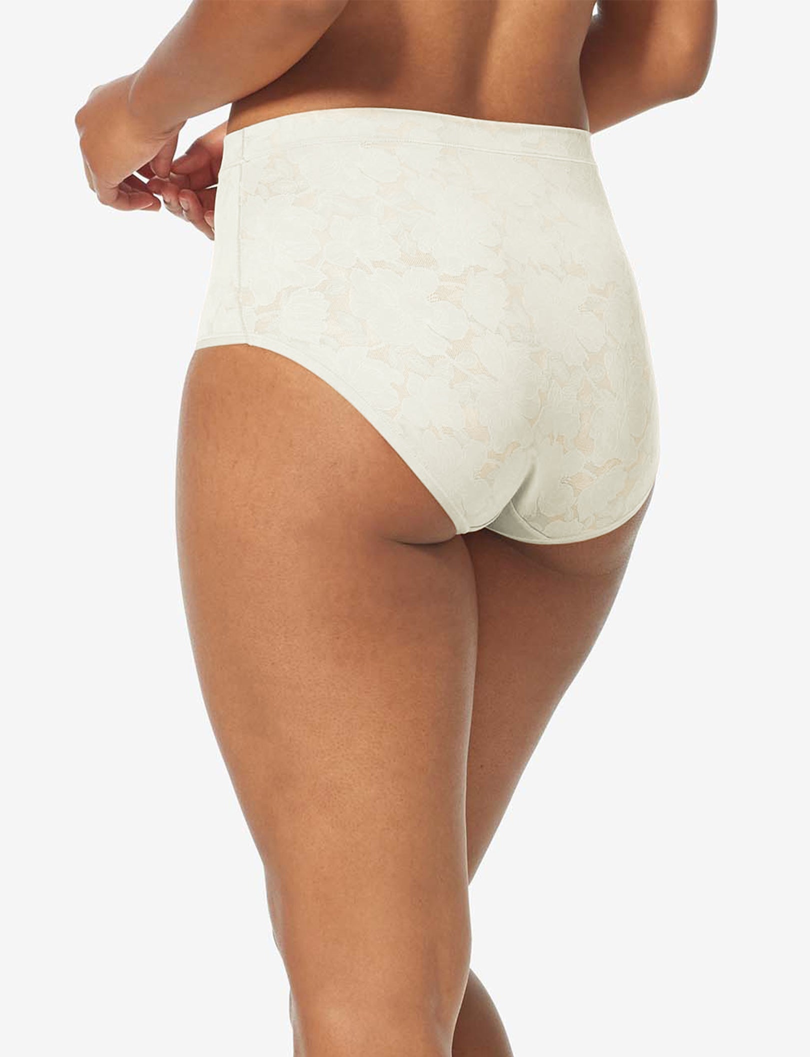 Women’s Second Skin Comfort Lace High Rise Brief::Coconut Milk Lace