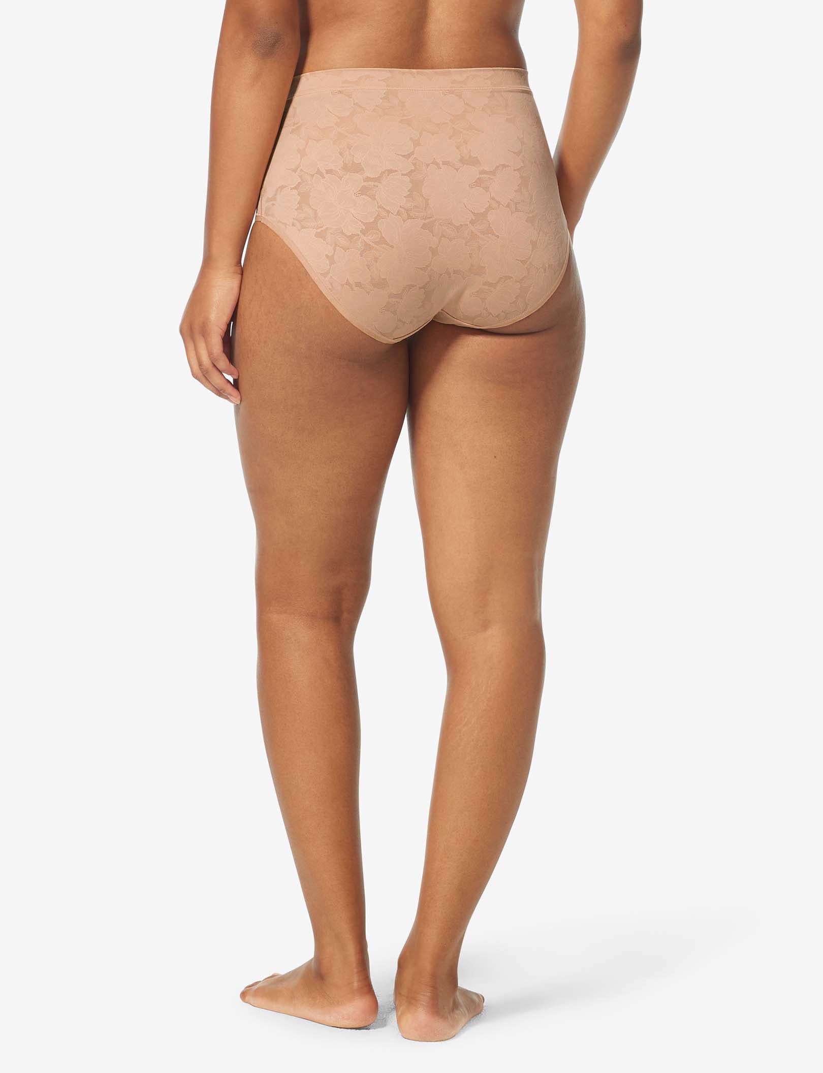 Women’s Second Skin Comfort Lace High Rise Brief::Maple Sugar Lace