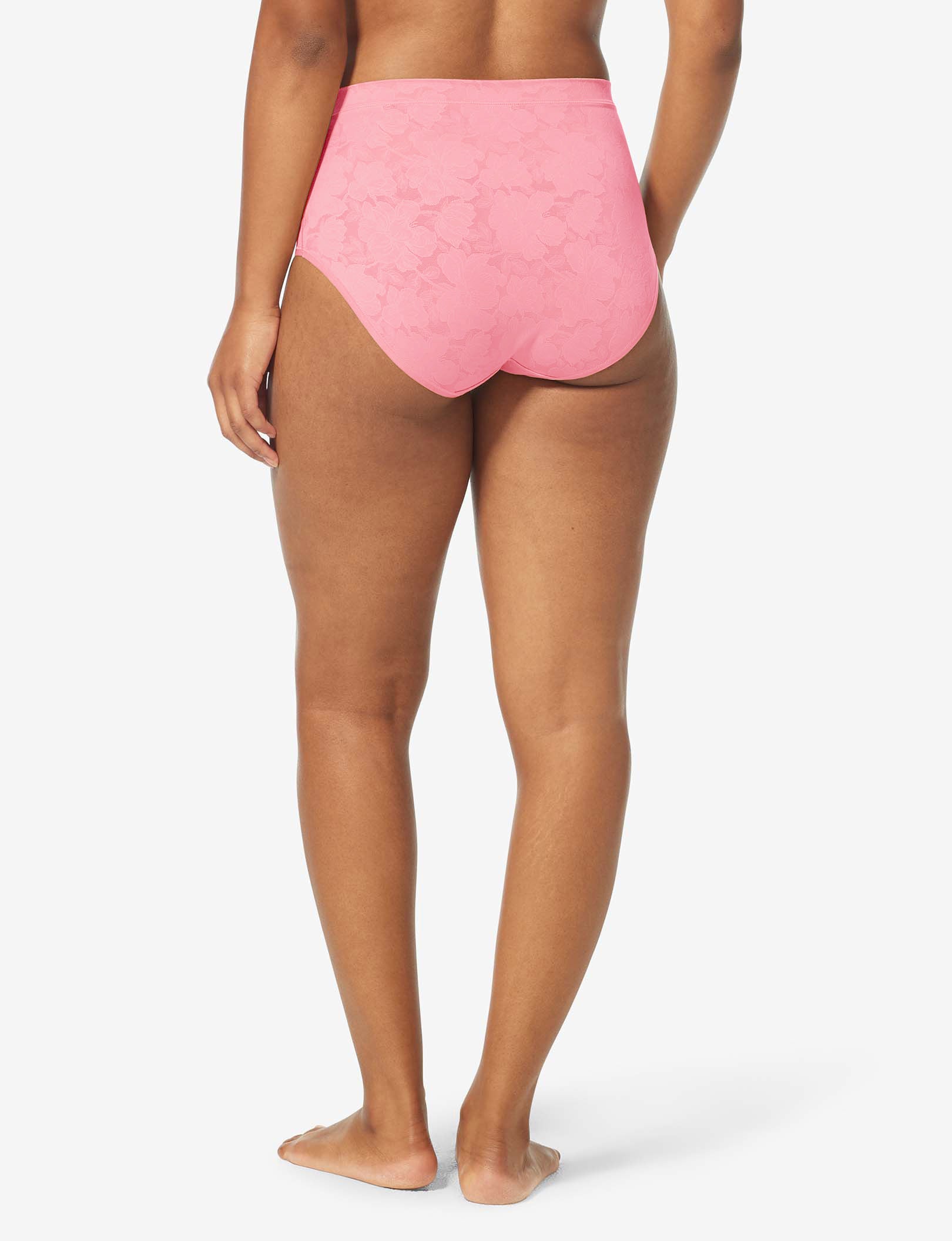 Women’s Second Skin Comfort Lace High Rise Brief::Geranium Pink Lace