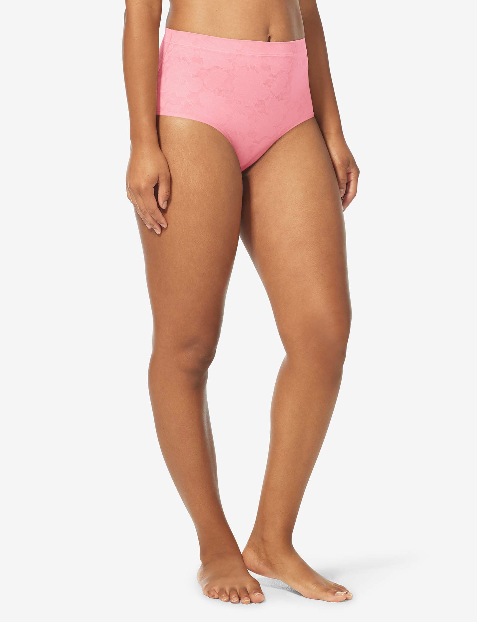 Women’s Second Skin Comfort Lace High Rise Brief::Geranium Pink Lace