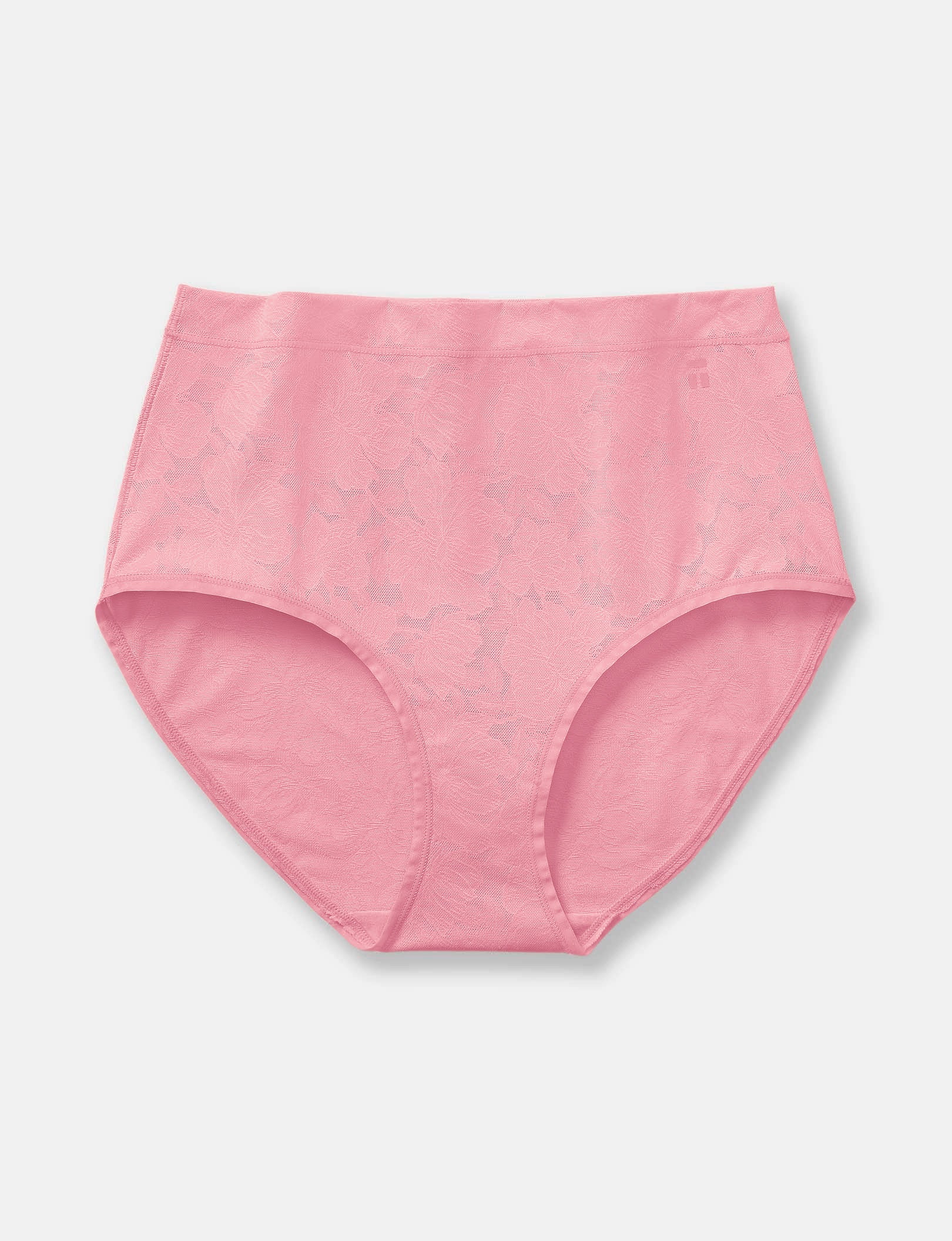 Women’s Second Skin Comfort Lace High Rise Brief::Geranium Pink Lace