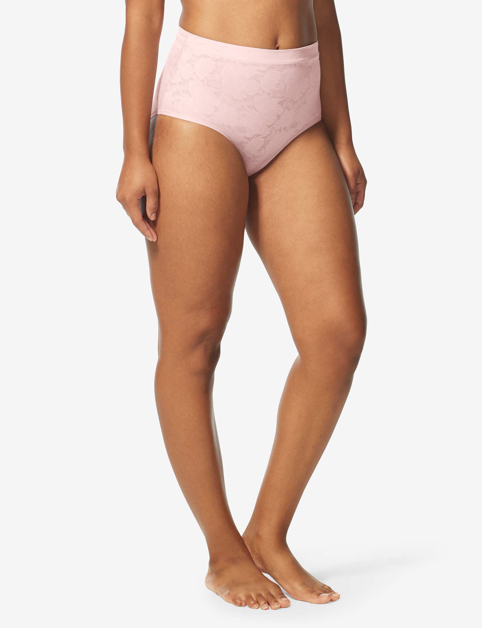 Women’s Second Skin Comfort Lace High Rise Brief::Peachskin Lace