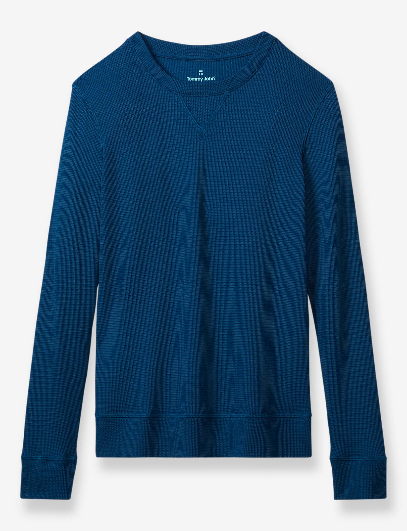 Women's Lounge Waffle Crew Neck Sweatshirt::Gibraltar Sea