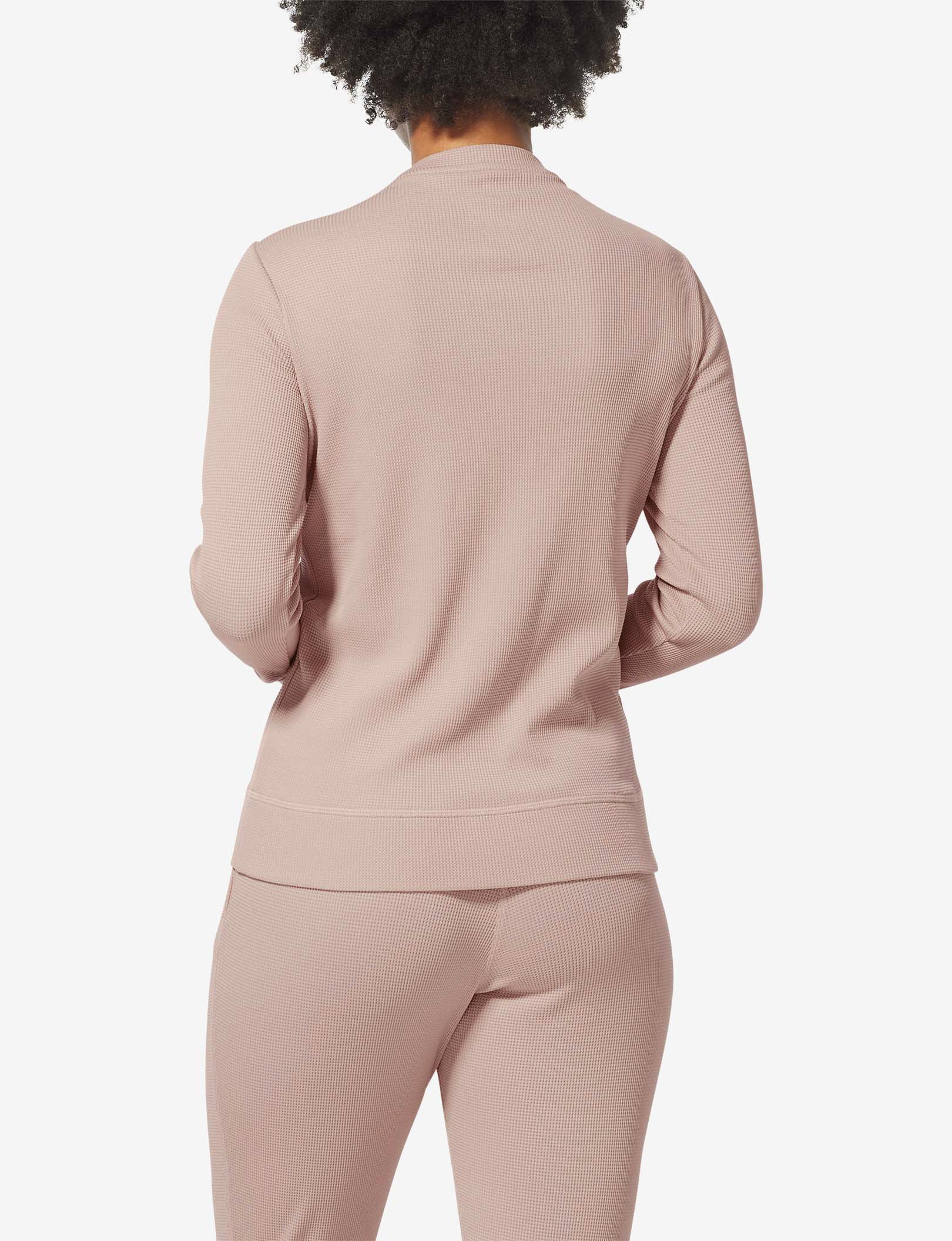 Women's Lounge Waffle Crew Neck Sweatshirt::Shadow Pink