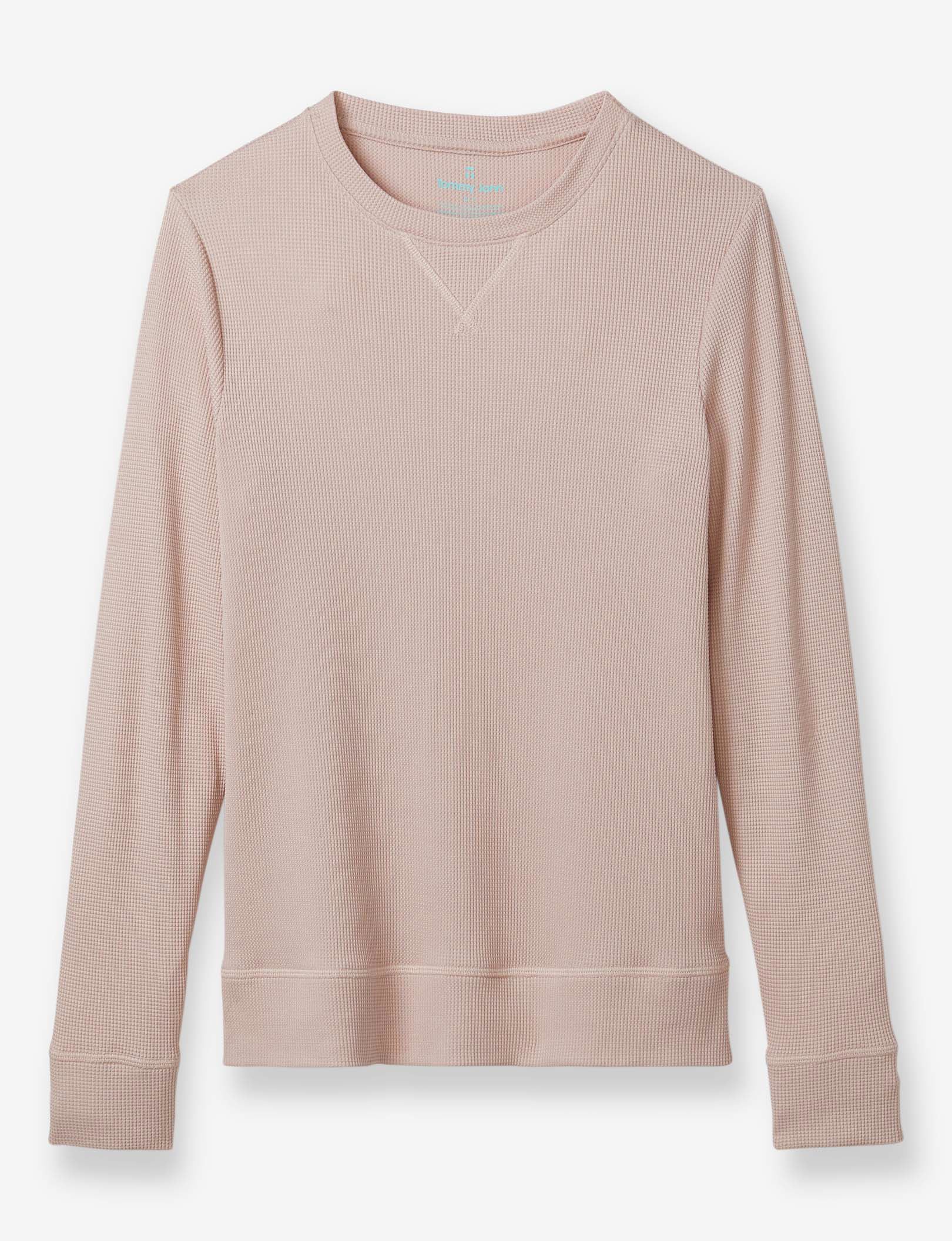 Women's Lounge Waffle Crew Neck Sweatshirt::Shadow Pink