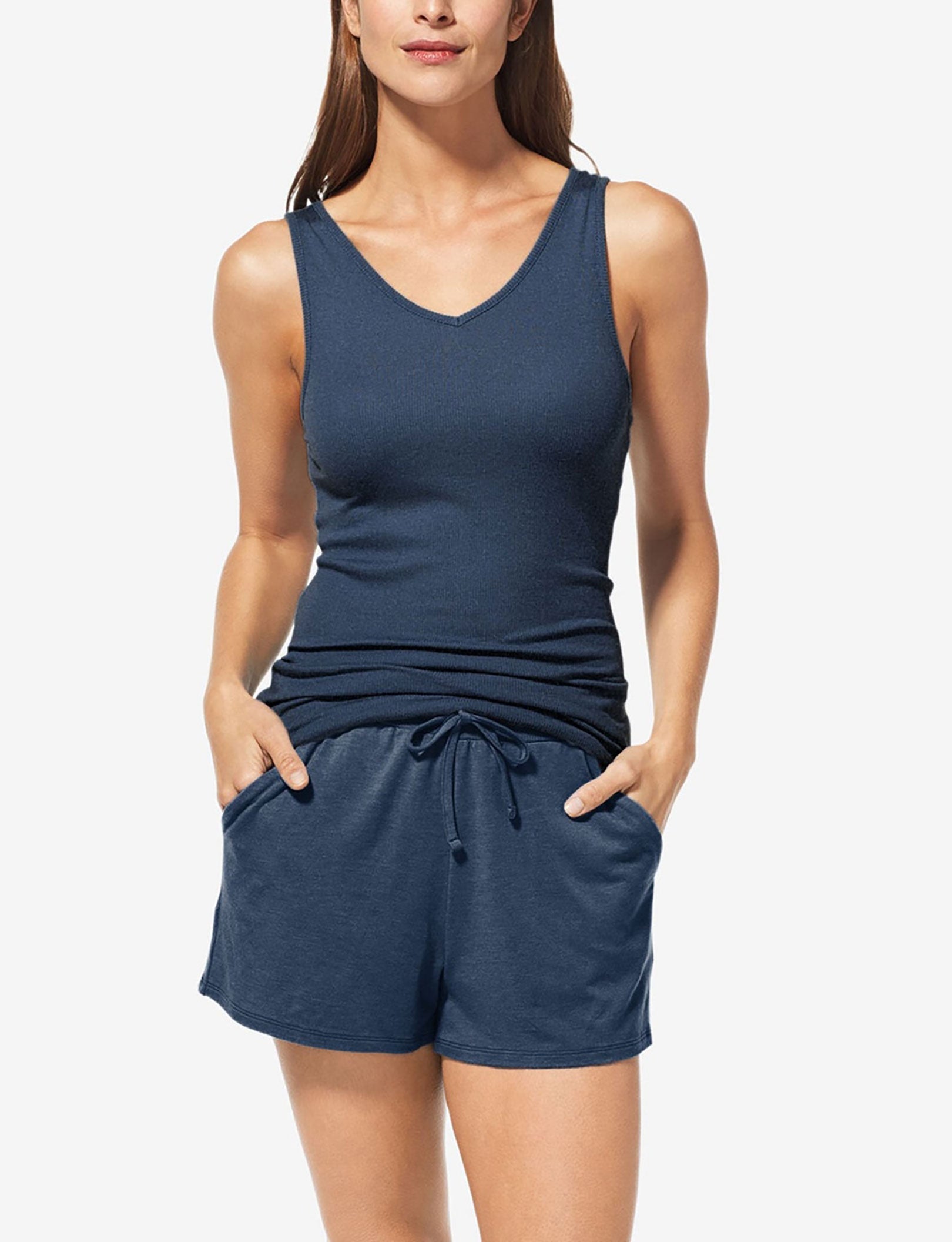 Women's Lounge Scoop or V-Neck Tank::Dress Blues Heather