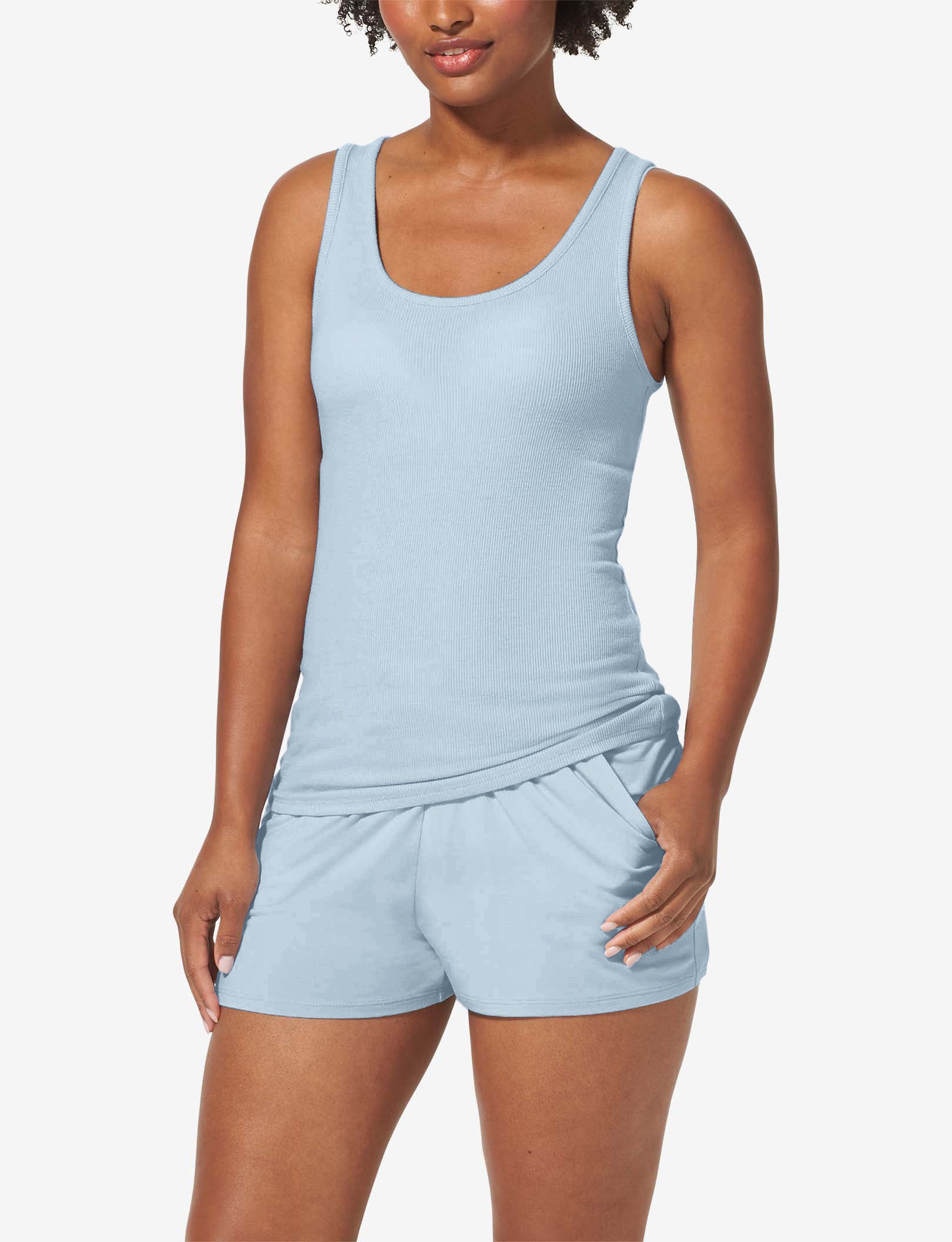Women's Lounge Scoop or V-Neck Tank::Ice Blue
