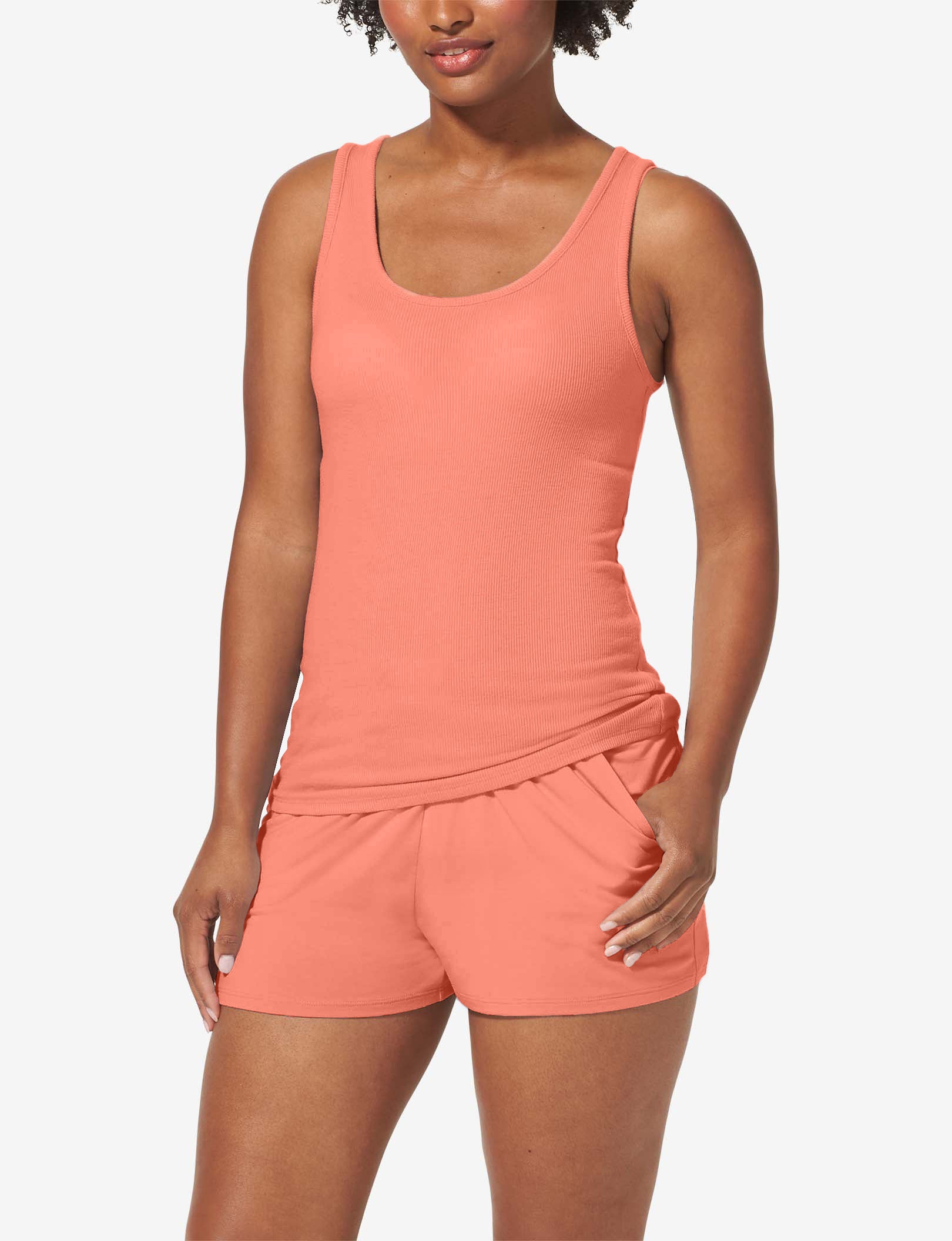 Women's Lounge Scoop or V-Neck Tank::Peach
