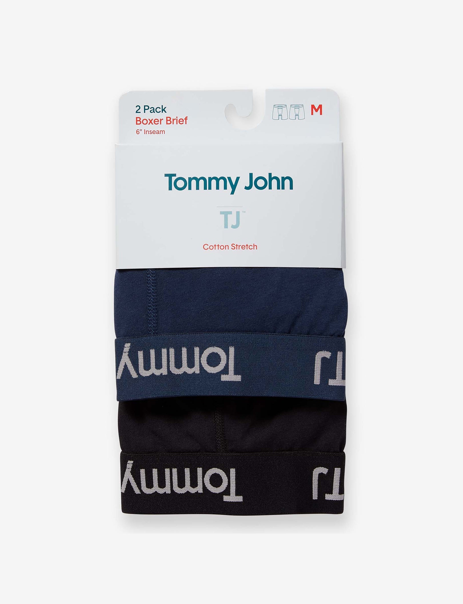 TJ Cotton Stretch Mid-Length Boxer Brief 6” (2-Pack)::Dress Blues/Black