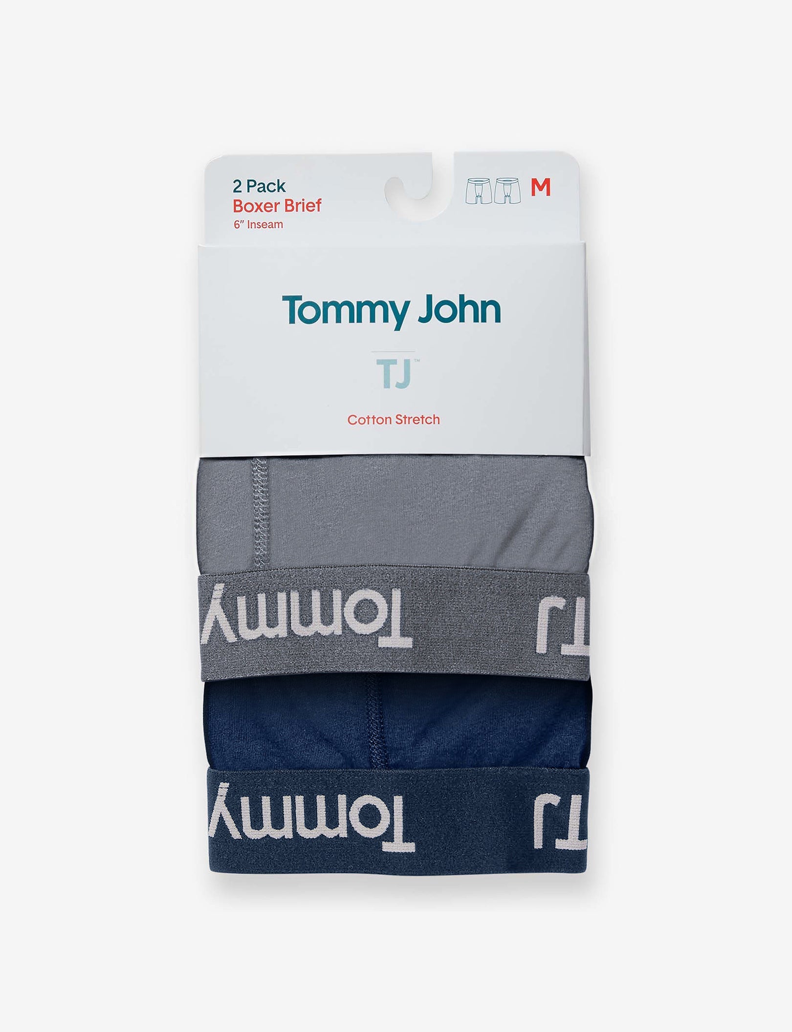 TJ Cotton Stretch Mid-Length Boxer Brief 6” (2-Pack)::Dress Blues/Turbulence