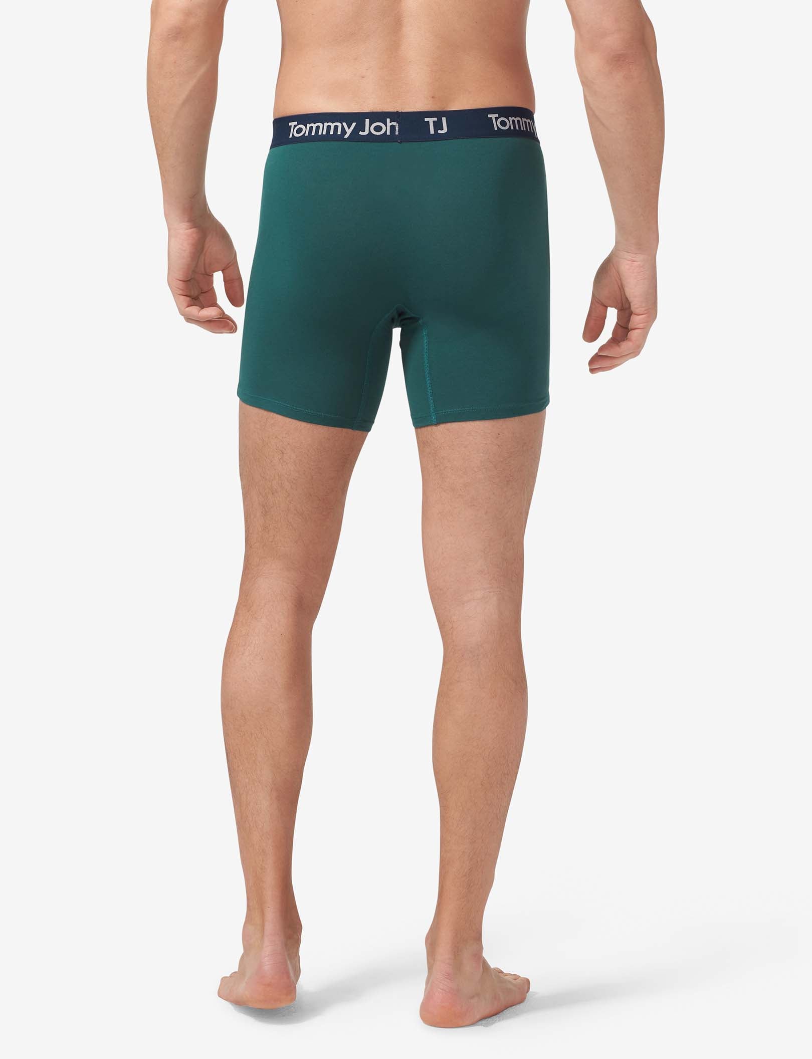 TJ Cotton Stretch Mid-Length Boxer Brief 6” (2-Pack)::Dress Blues/June Bug