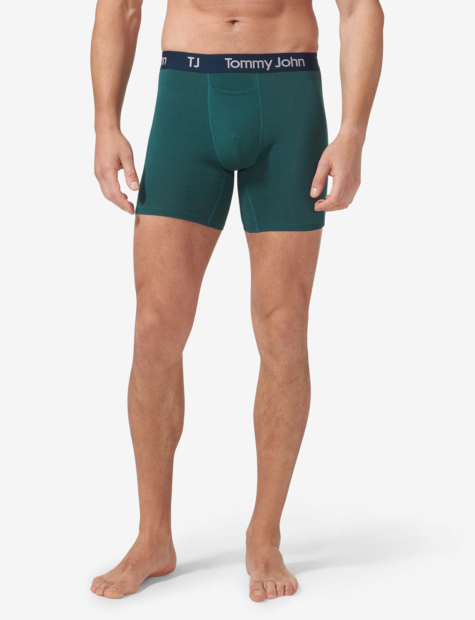 TJ Cotton Stretch Mid-Length Boxer Brief 6” (2-Pack)::Dress Blues/June Bug